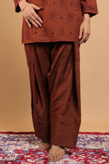 Brown Cotton Plain Farshi Salwar - 113