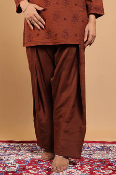 Brown Cotton Plain Farshi Salwar - 113