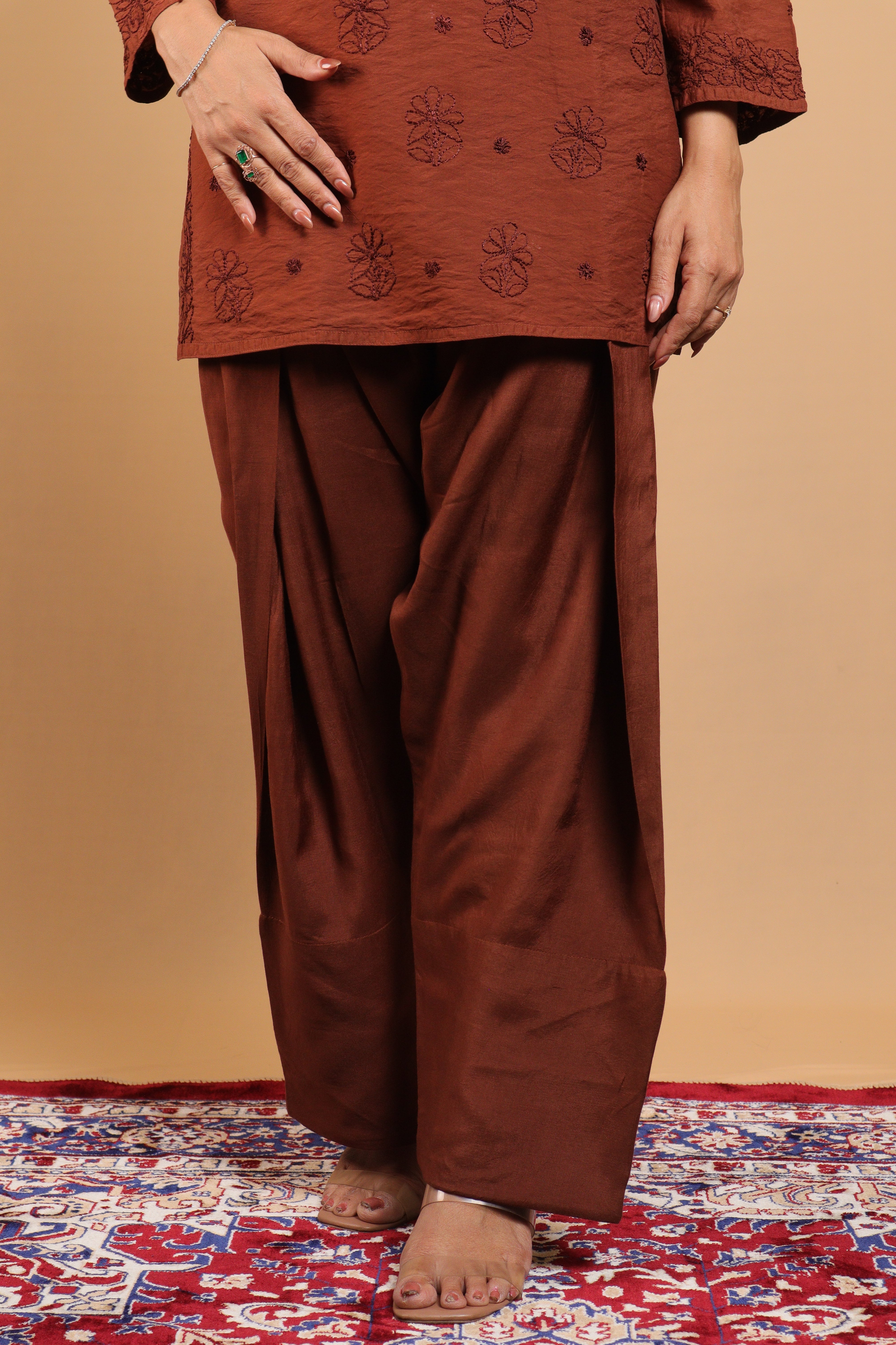 Brown Cotton Plain Farshi Salwar - 113