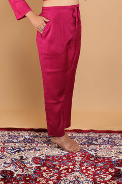 Purple Cotton Plain Palazzo - 46