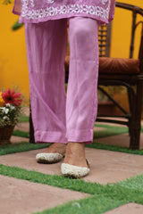 Purple Cotton Plain Palazzo - 721