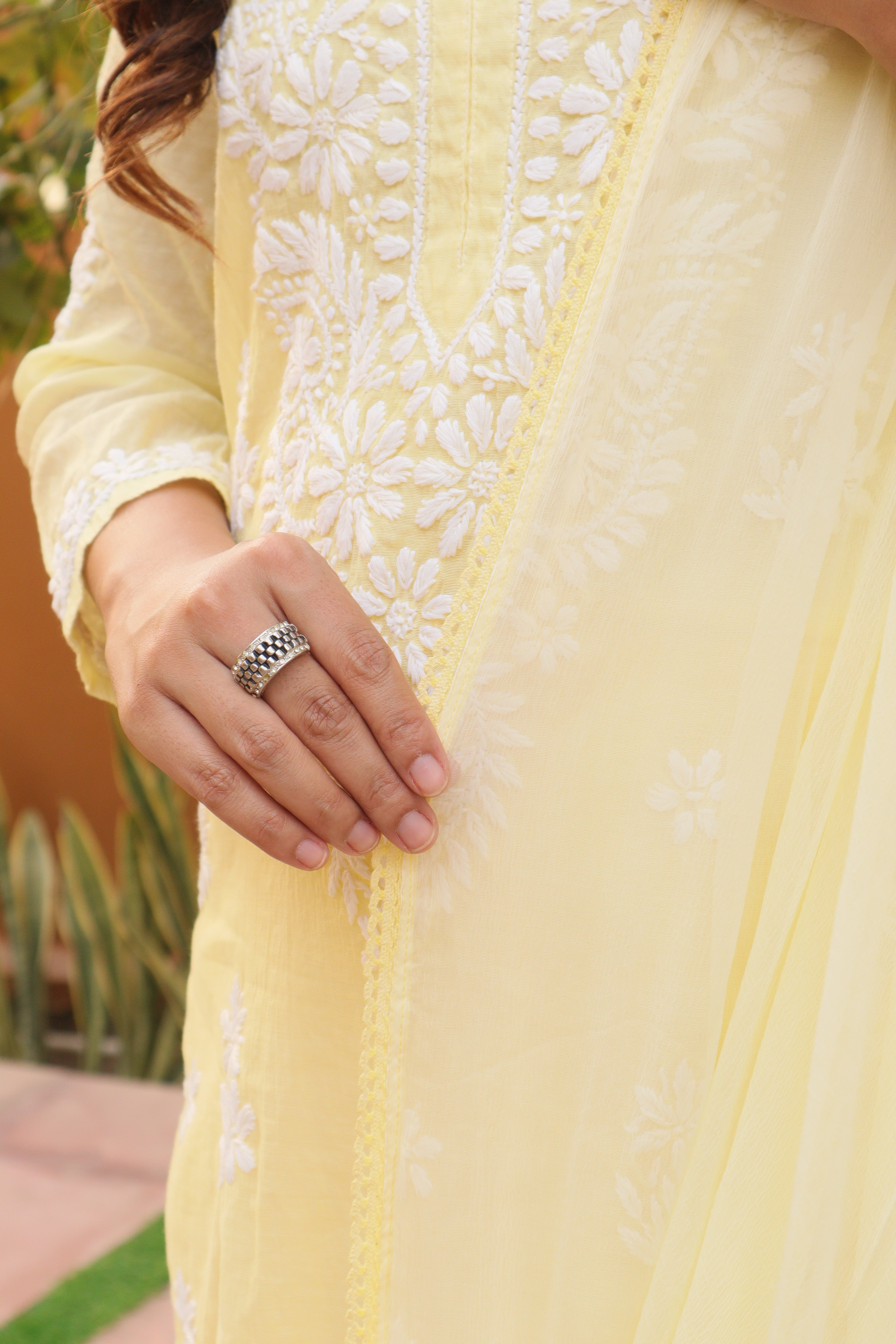 Yellow Chiffon Dupatta - 1