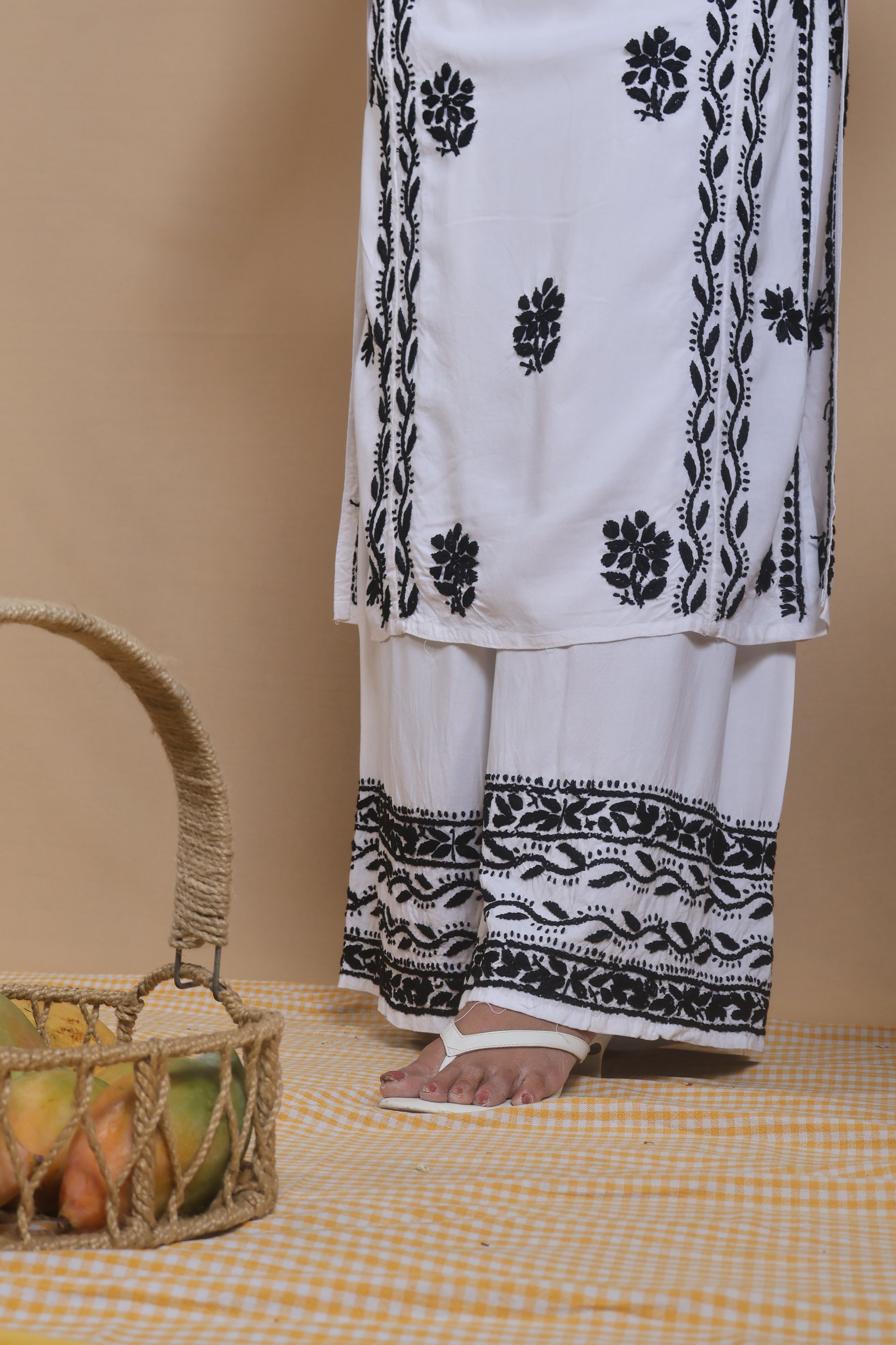 White Rayon Panel 3 Piece Set
