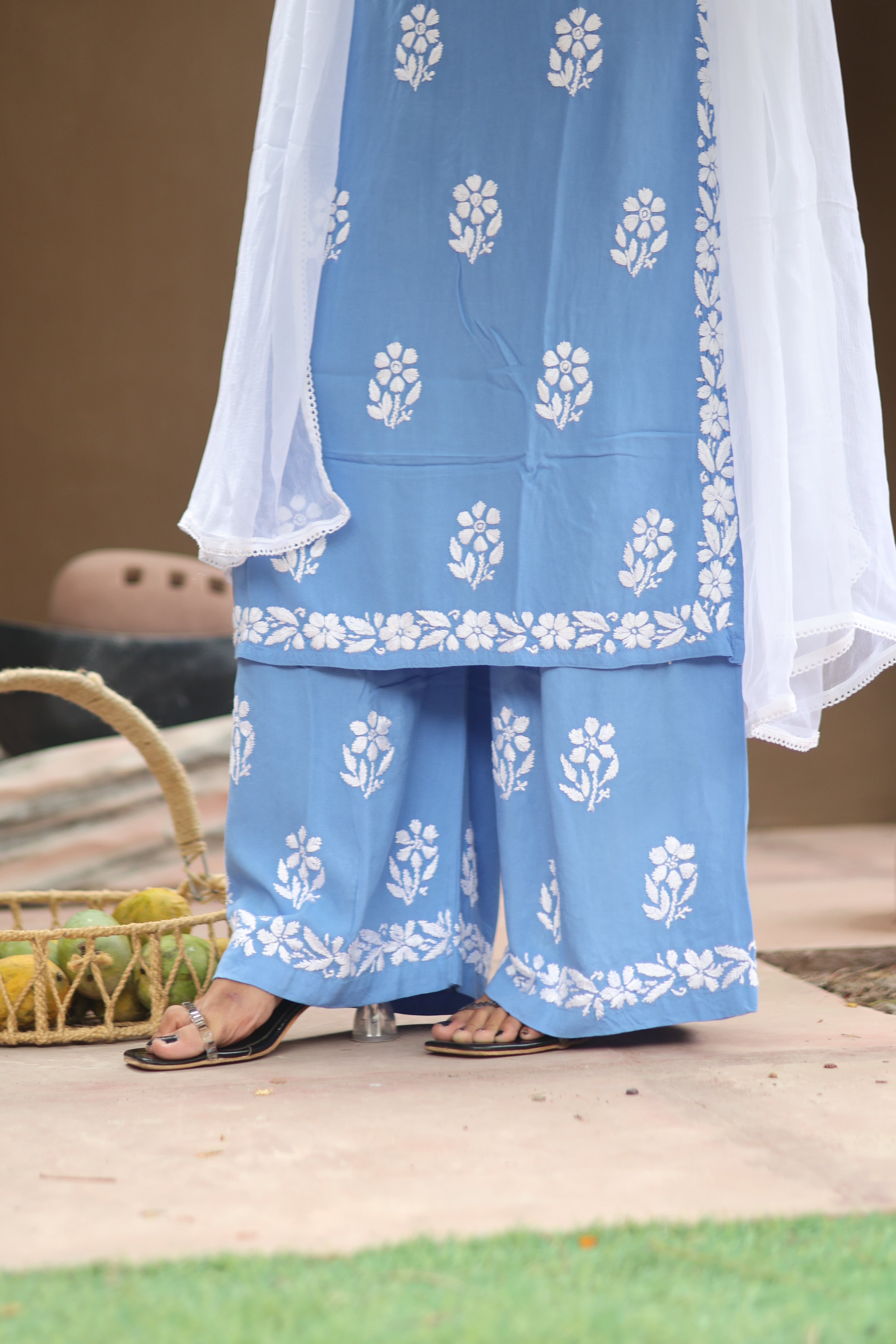 Blue Rayon Gala Boota 2 Piece Set