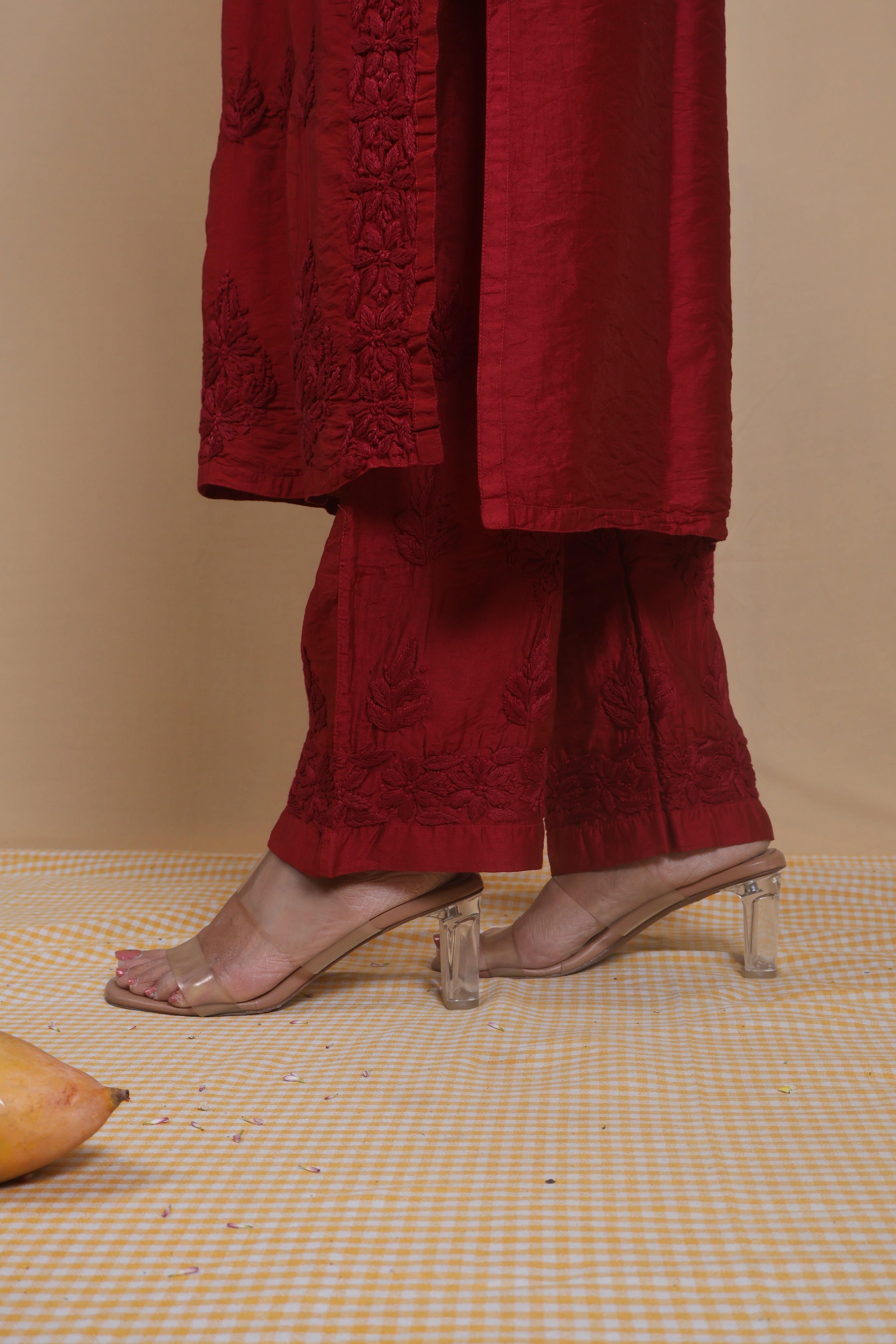 Red Chanderi Ghaspatti 2 Piece Set