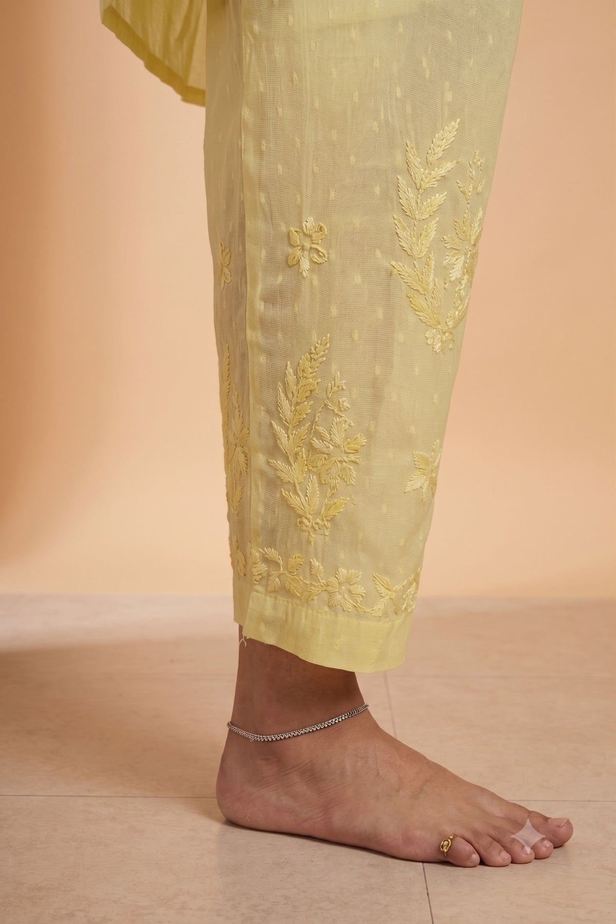 Yellow Dobby Cotton Chikankari 2 Piece Set