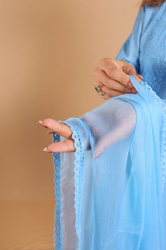 Blue Chiffon Dupatta - 348L