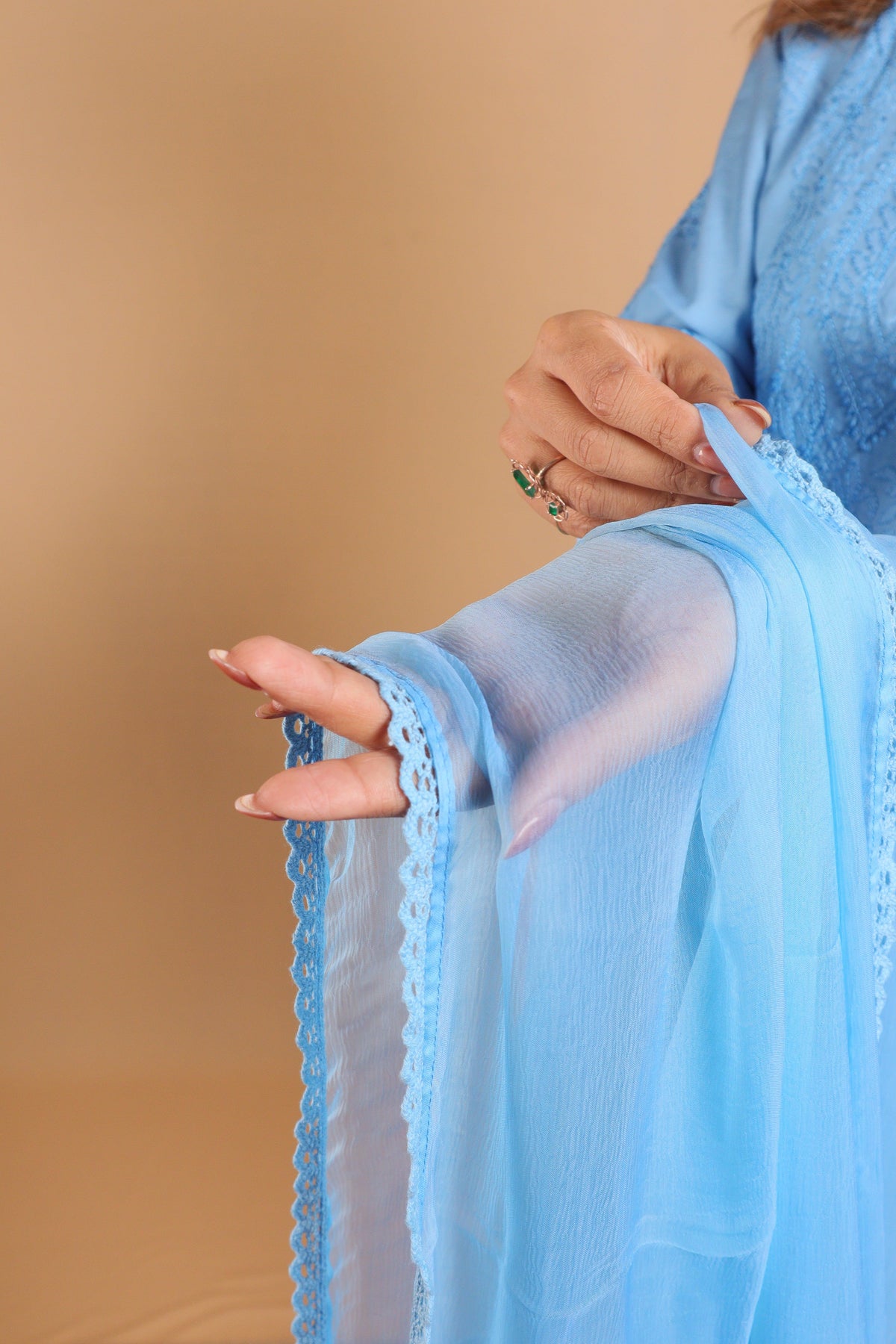 Blue Chiffon Dupatta - 348L