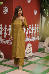 Green Chanderi Bakhiya 2 Piece Set