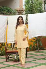 Yellow Chanderi Short Kurta Nyra Style