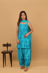 Peacock Chanderi Spaghetti Ghaaspatti 2 Piece Set