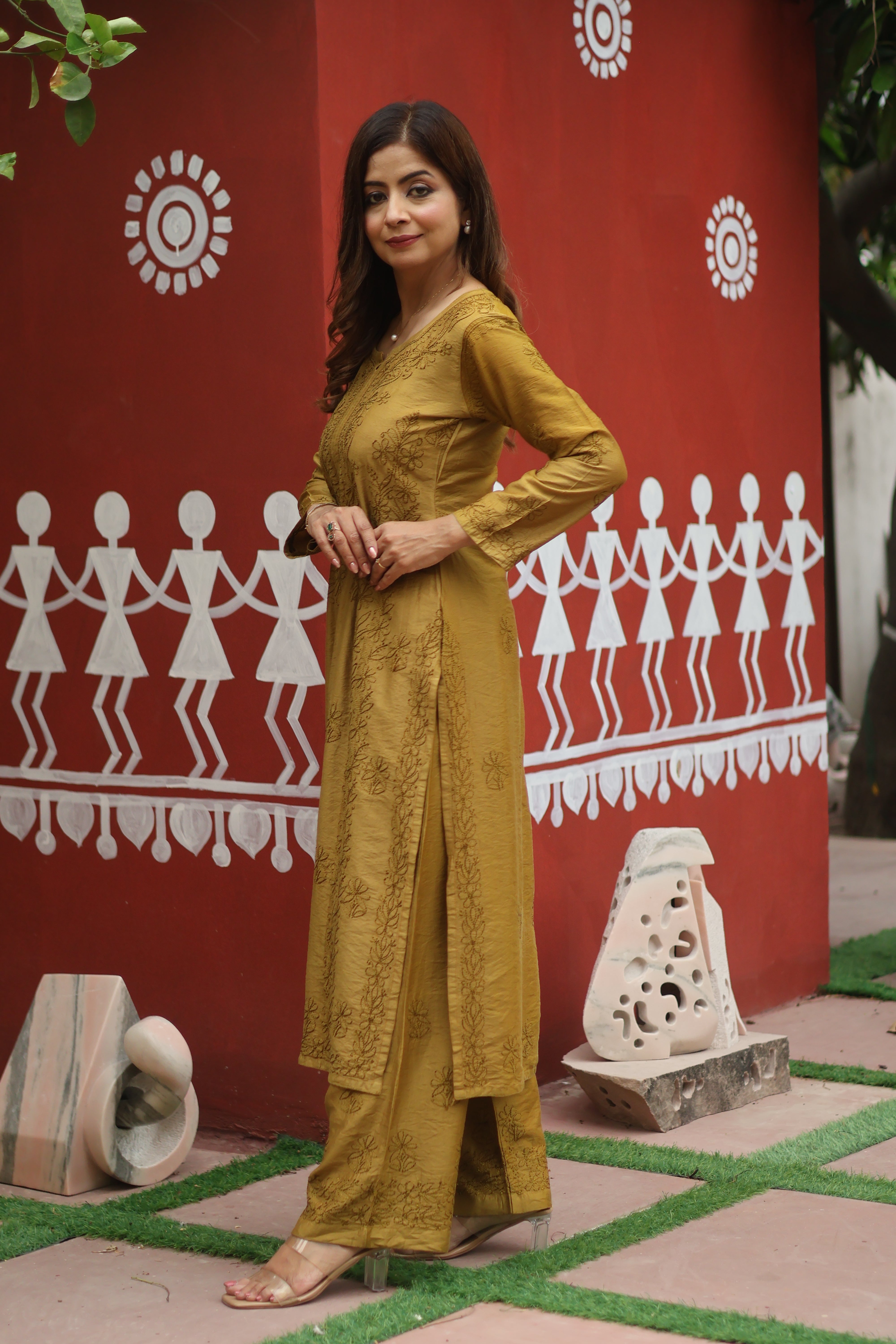 Green Chanderi Bakhiya 2 Piece Set