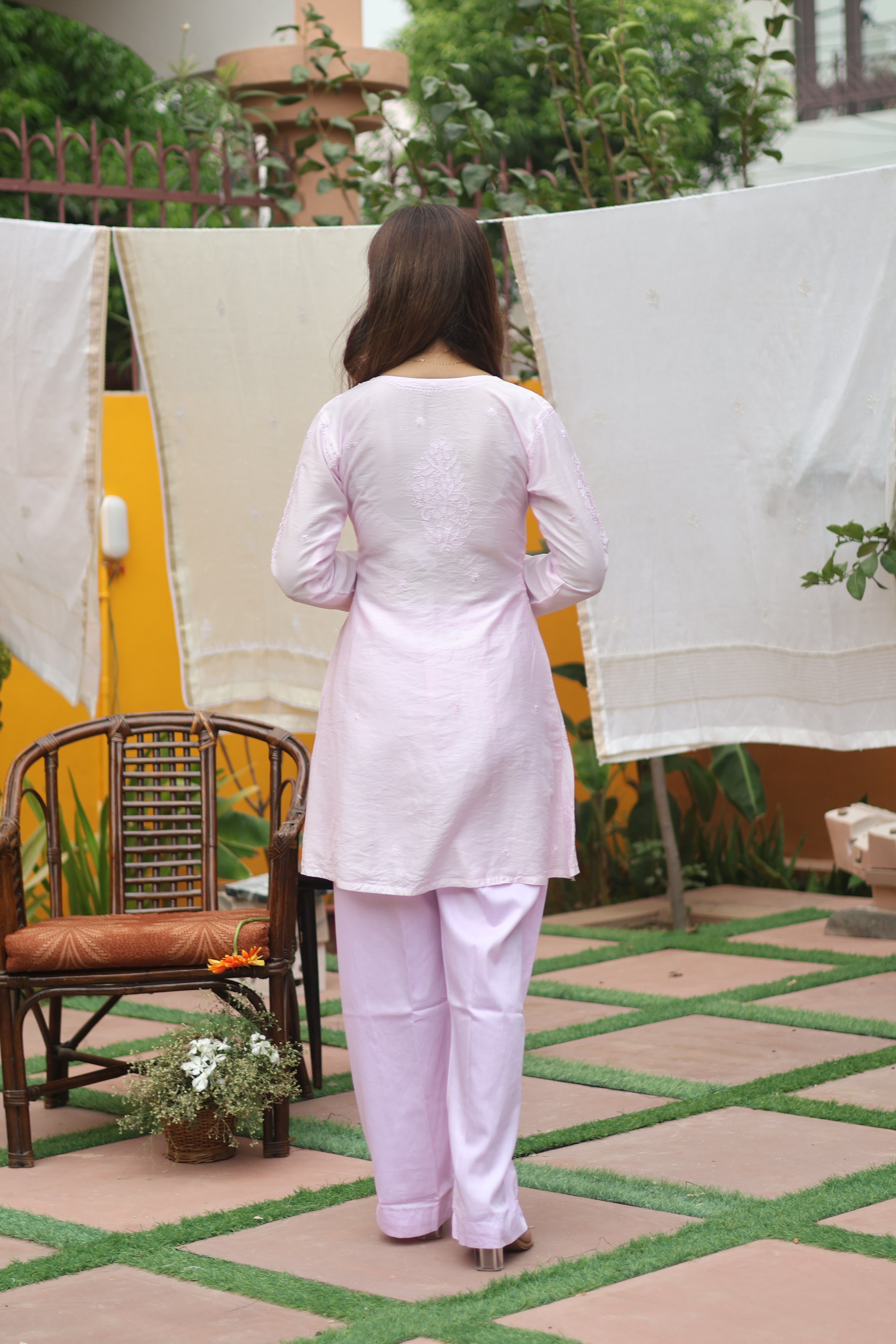 Pink Chanderi Short Kurta Nyra Style