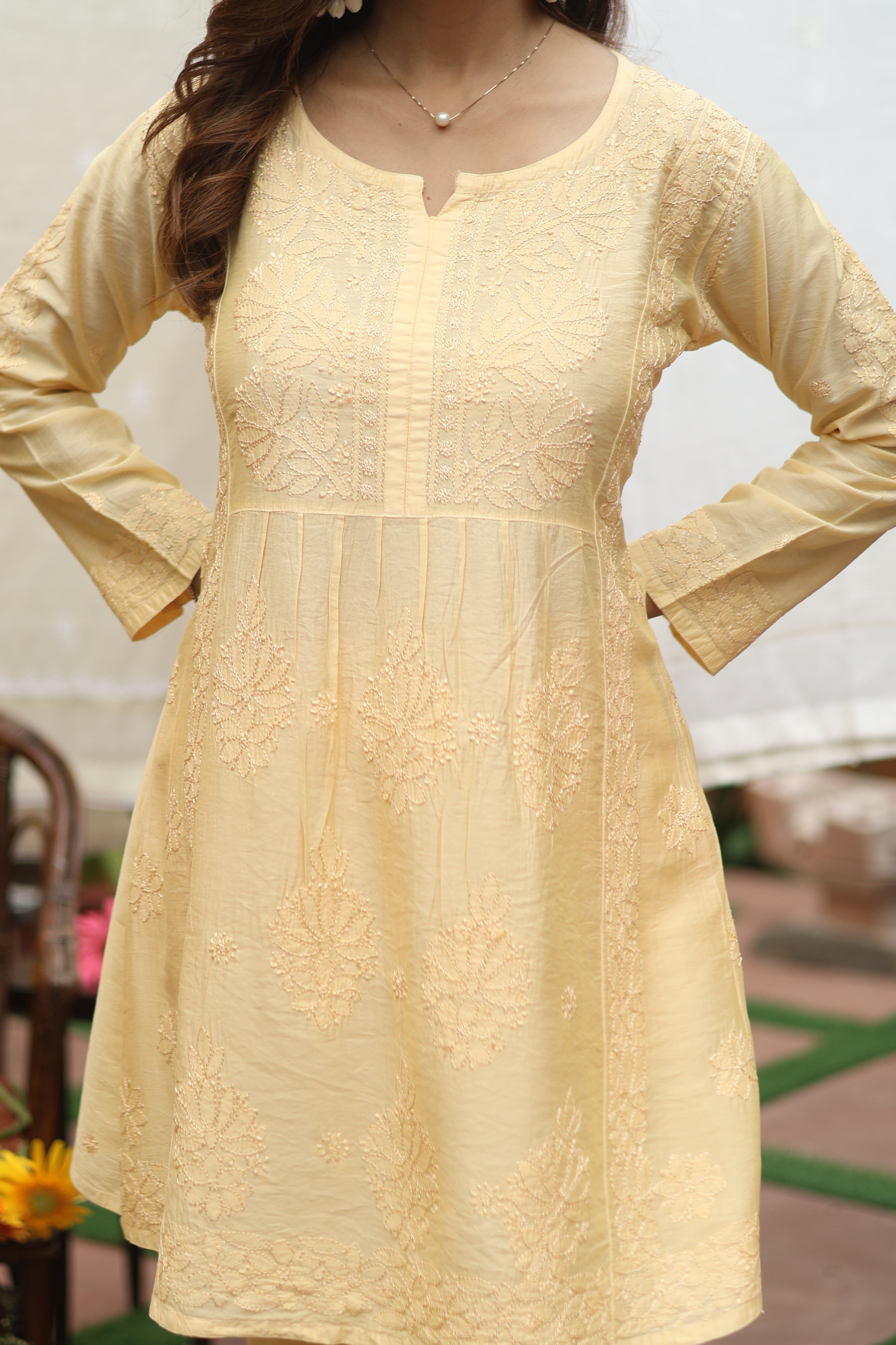 Yellow Chanderi Short Kurta Nyra Style