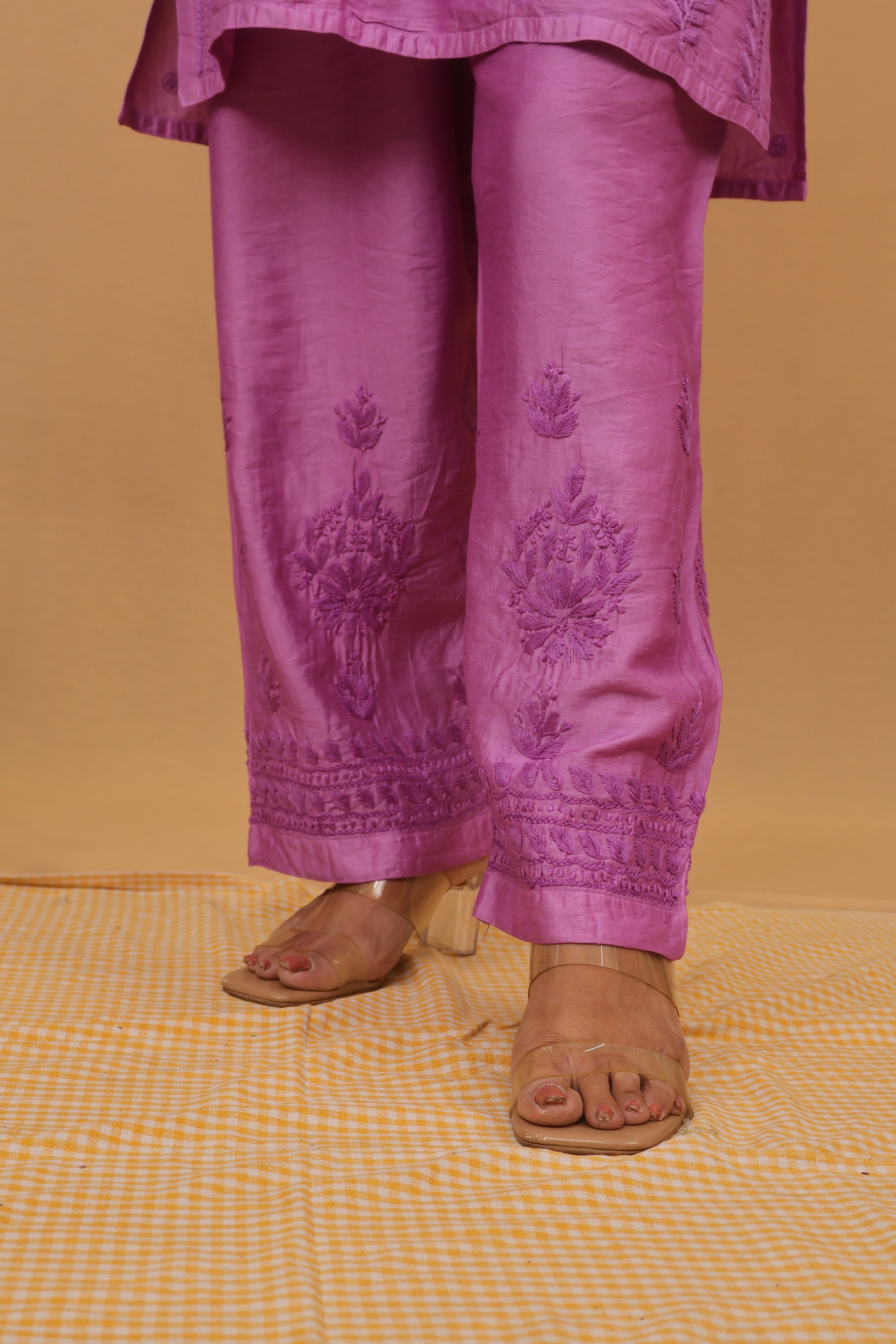 Lavendar Chanderi Spaghetti Ghaaspatti 2 Piece Set