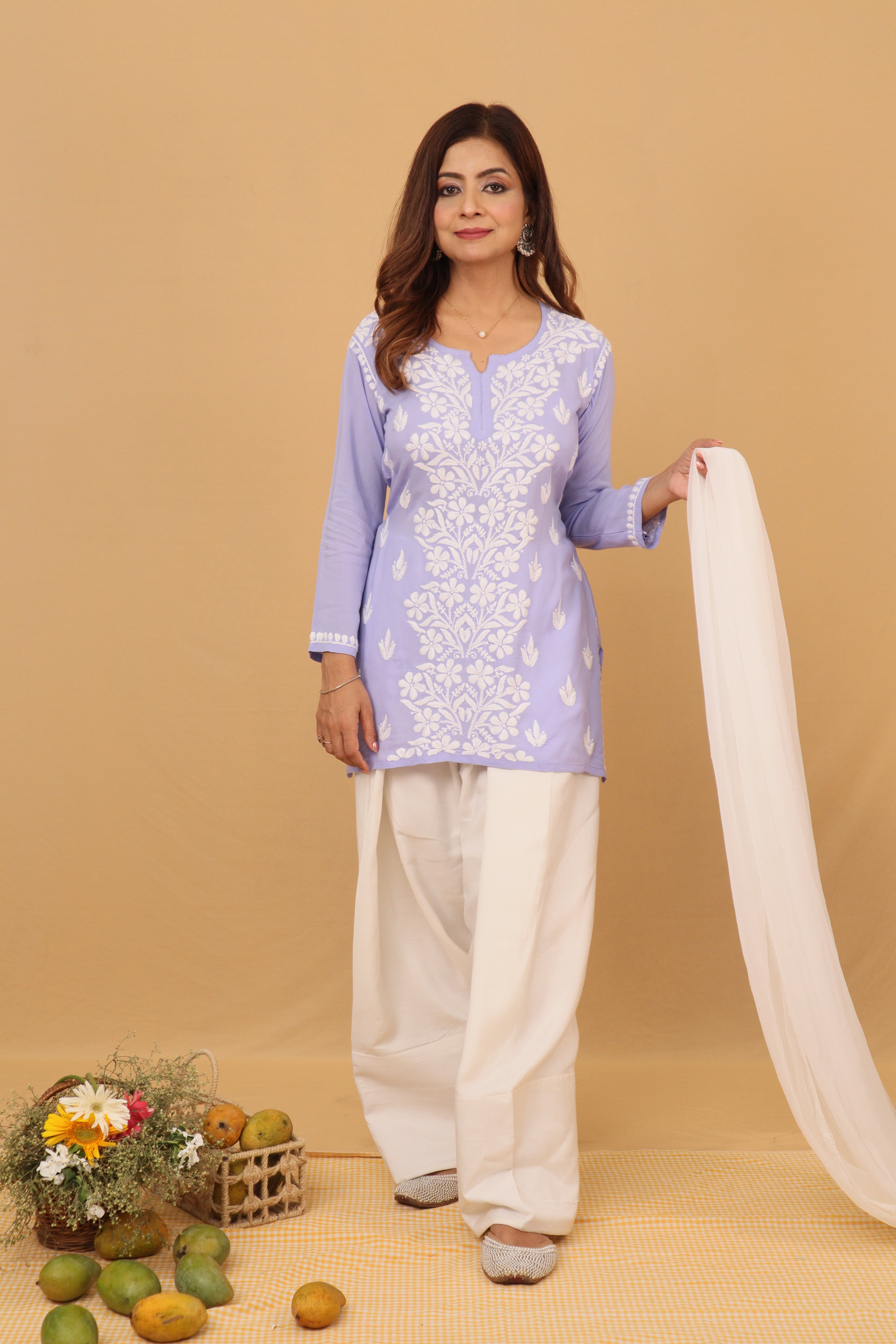 Lavender Rayon Short Kurta Panel