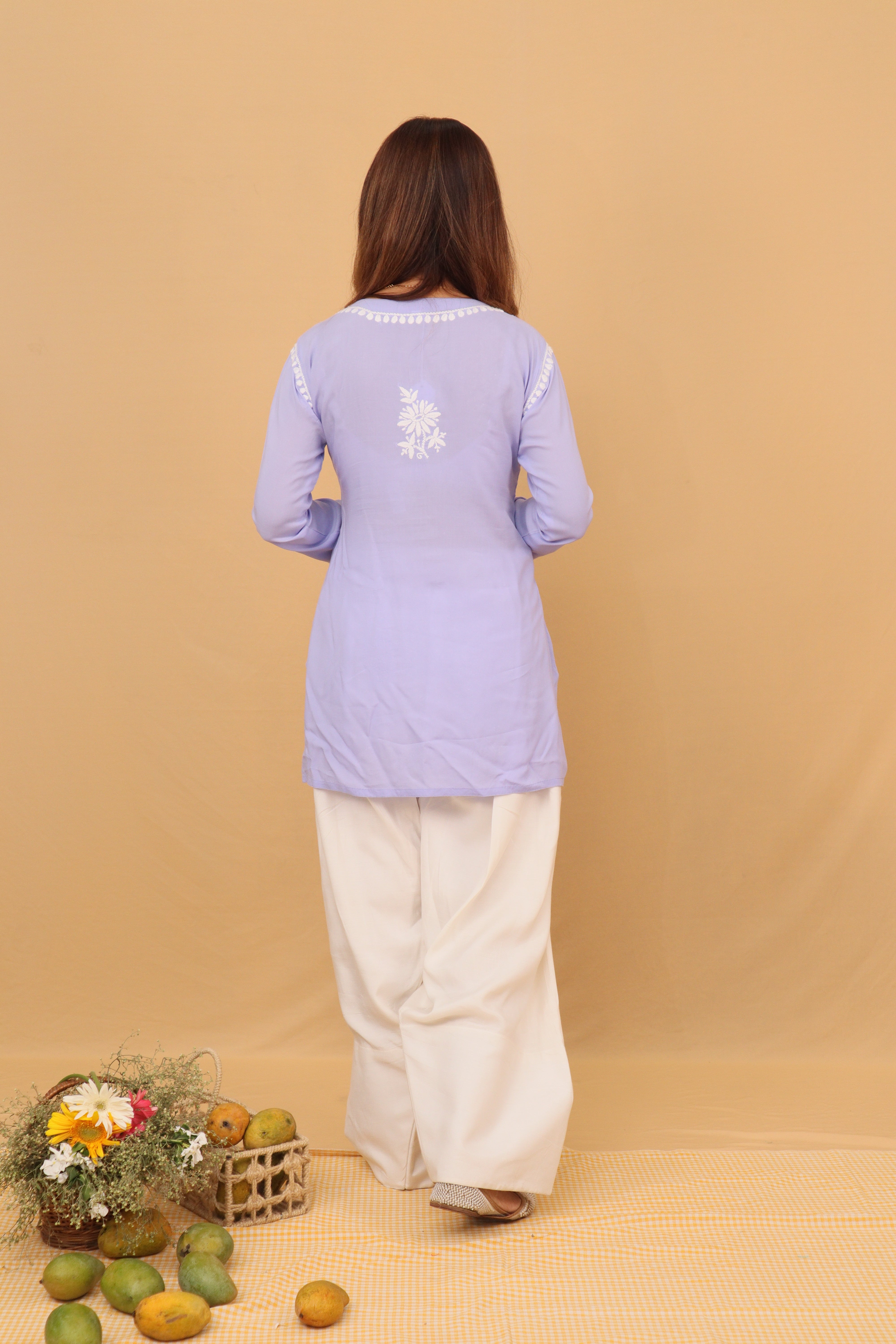 Lavender Rayon Short Kurta Panel