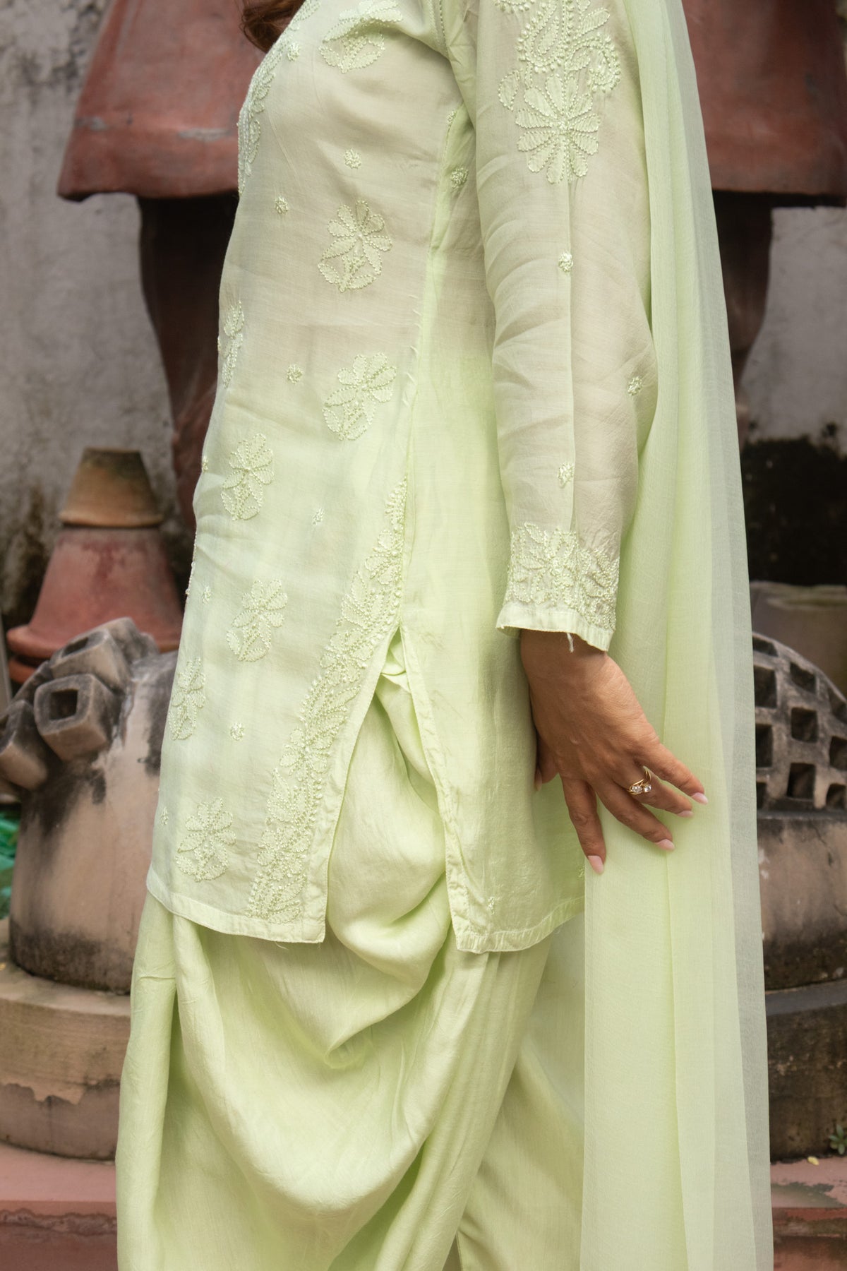 Green Muslin Short Kurti
