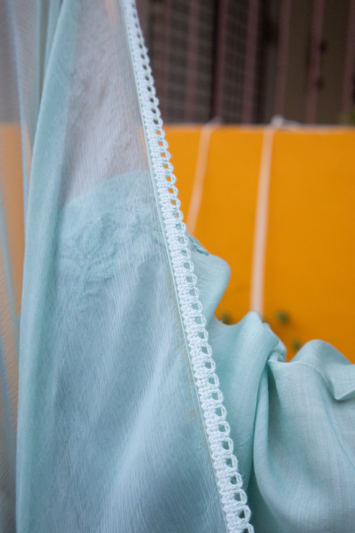 Blue Muslin Kurti with Afghani 3 Piece set