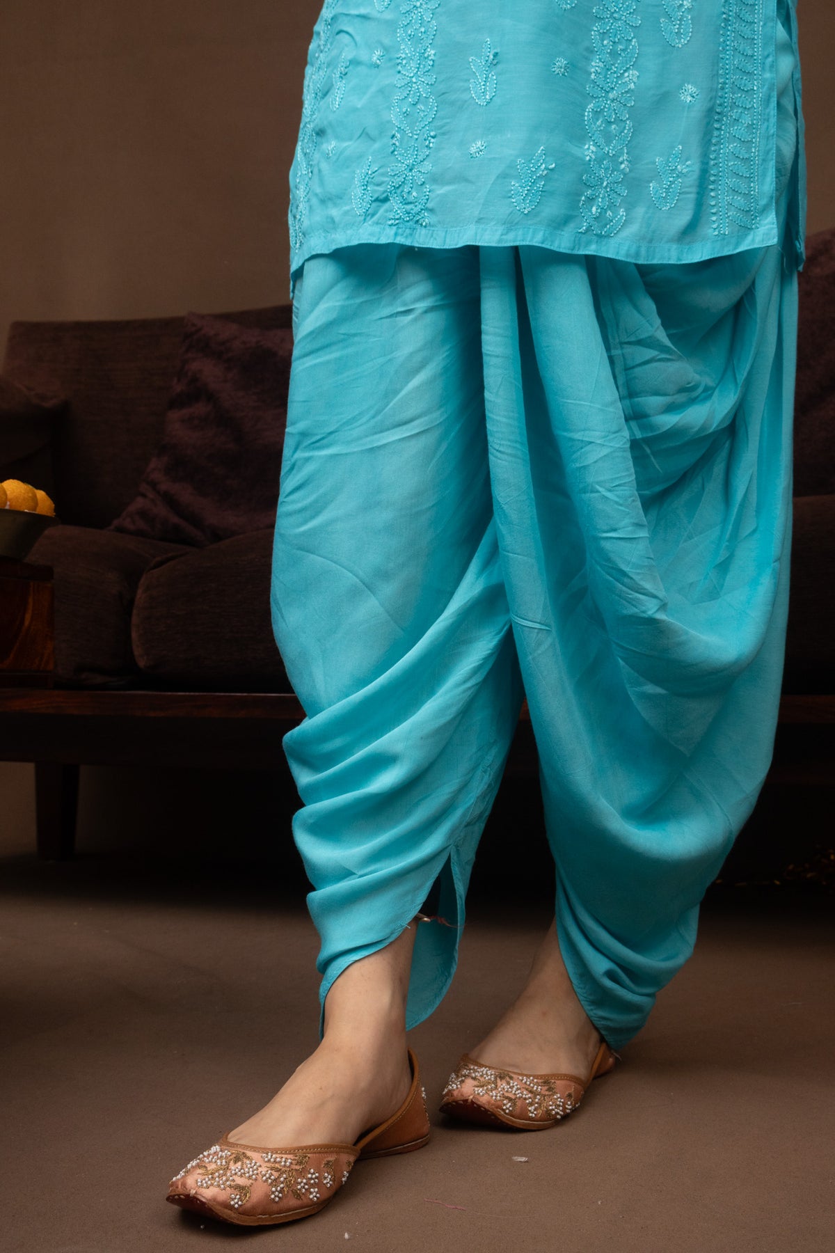Blue Muslin Short Kurti