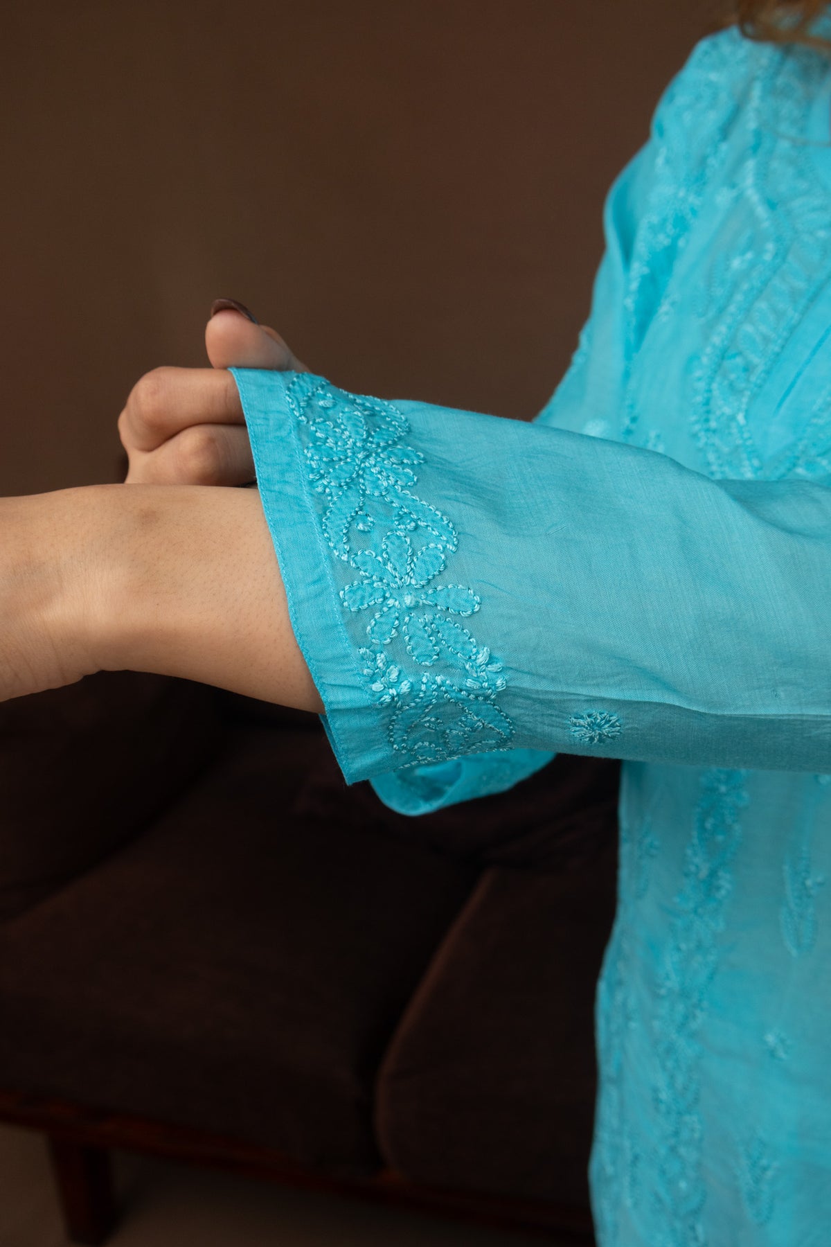 Blue Muslin Short Kurti