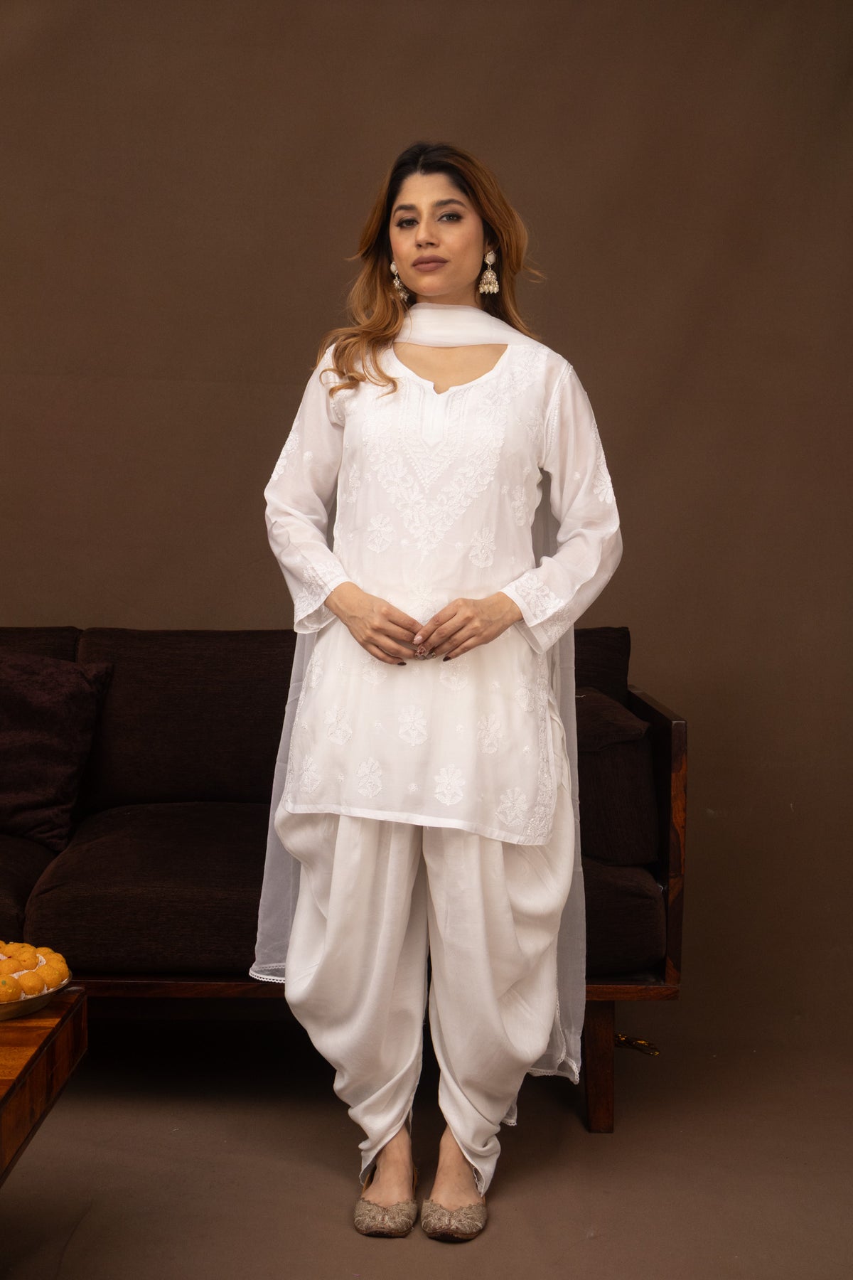 White Muslin Short Kurti
