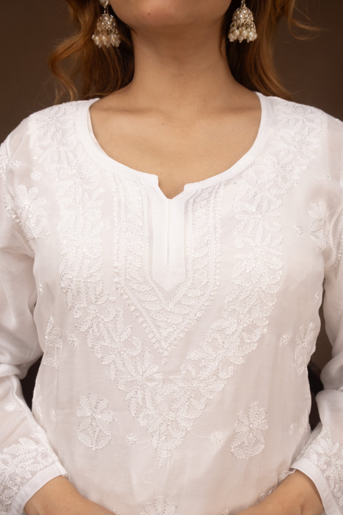 White Muslin Short Kurti