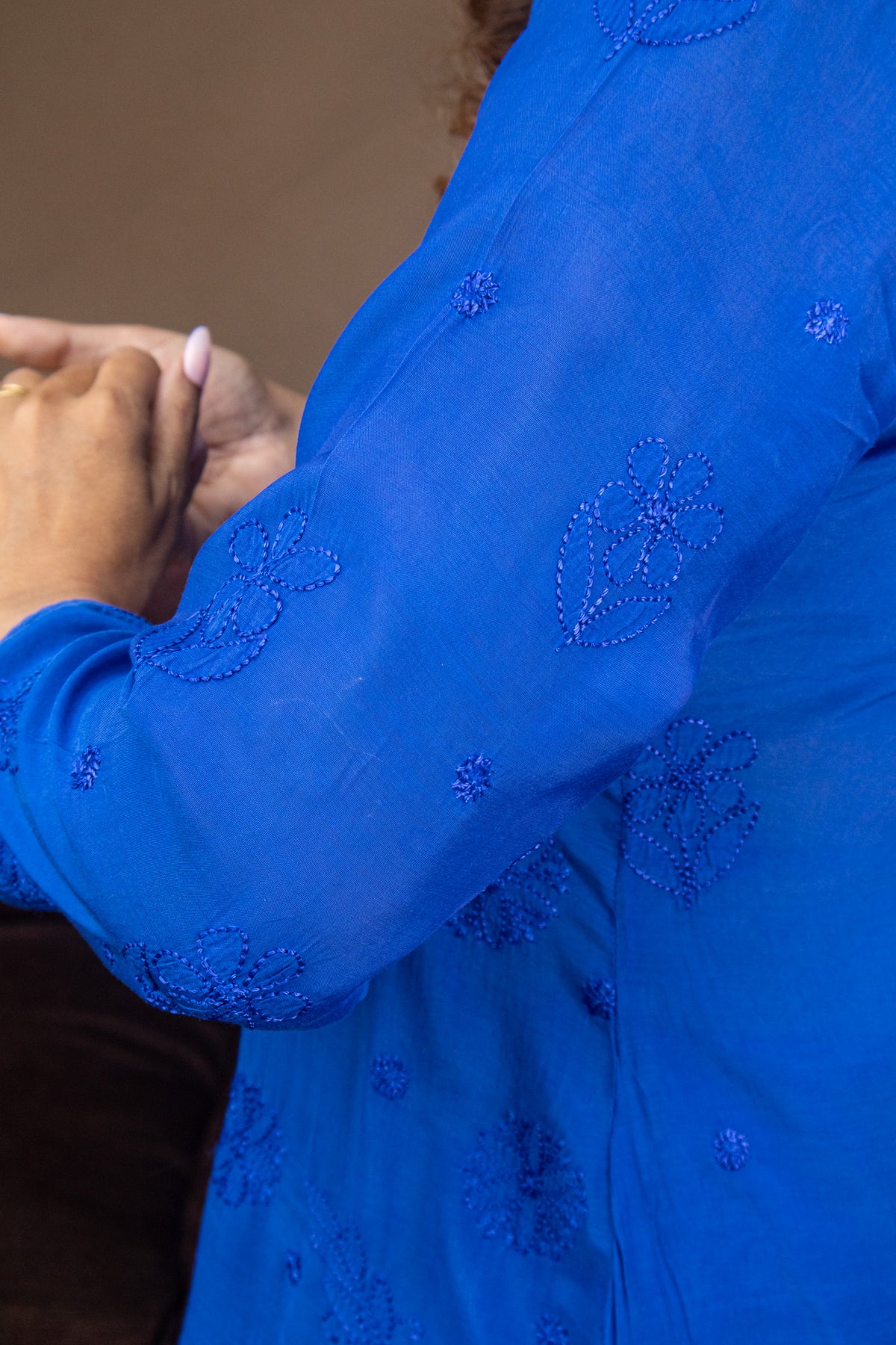 Blue Festive Chikankari Muslin 3 Piece Set
