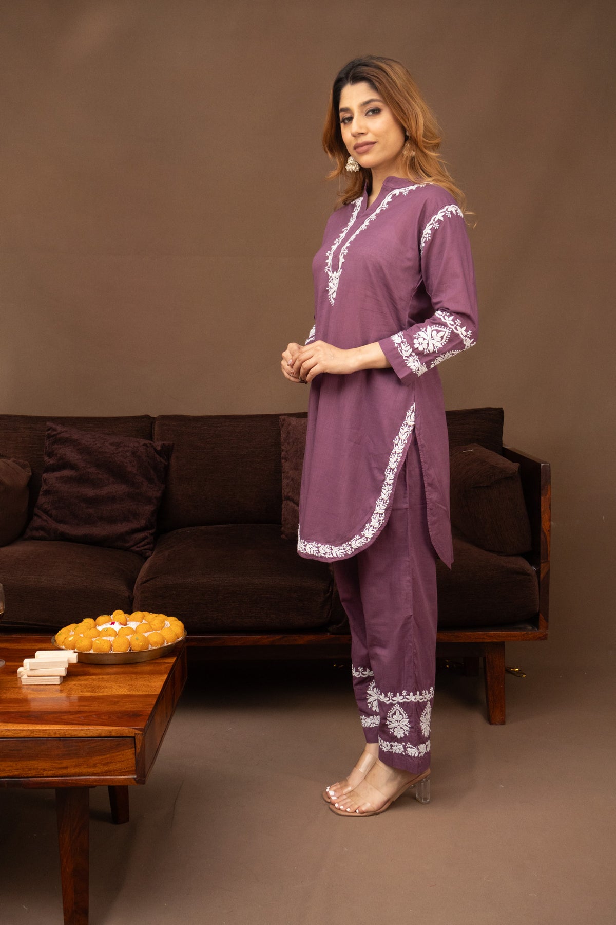 Lavendar Everyday Chikankari Cotton Coord Set
