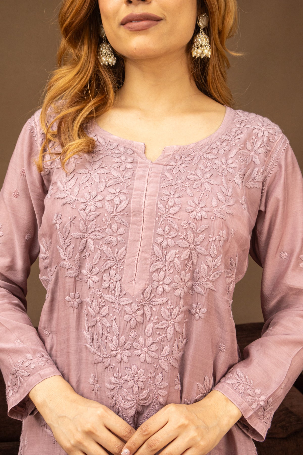 Lavendar Muslin Kurti with Afghani 3 Piece set