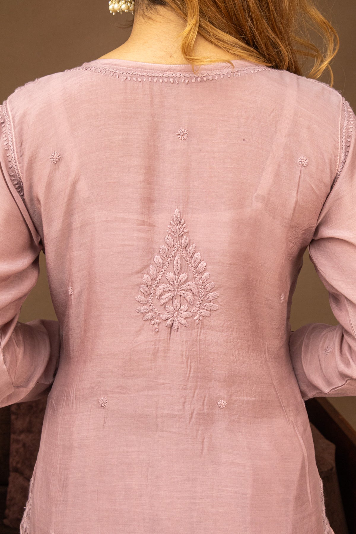 Lavendar Muslin Kurti with Afghani 3 Piece set
