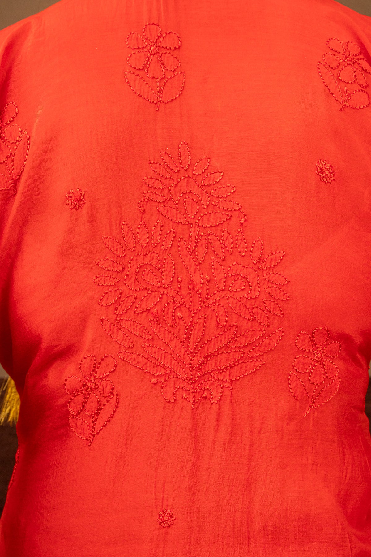 Red Festive Chikankari Muslin 3 Piece Set