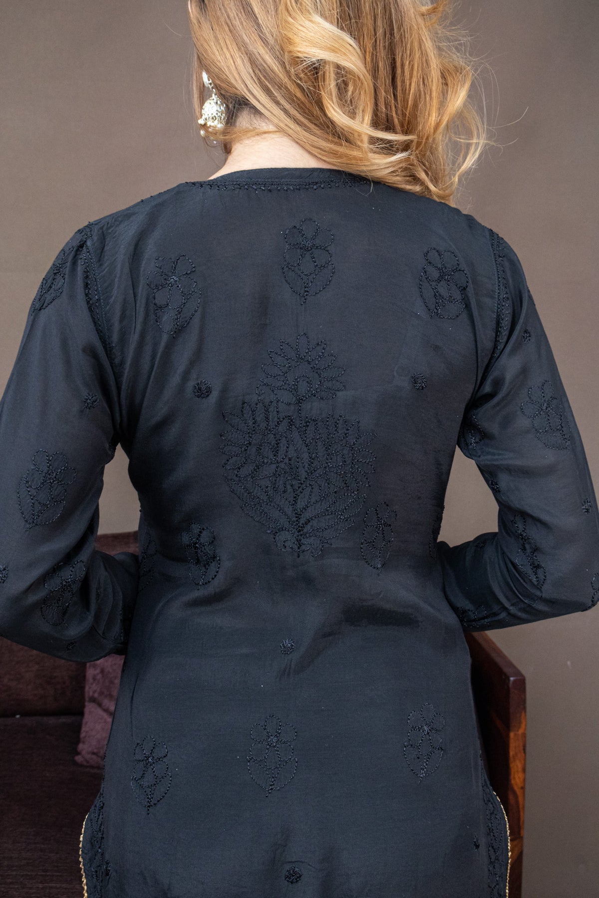 Black Festive Chikankari Muslin 2 Piece Set