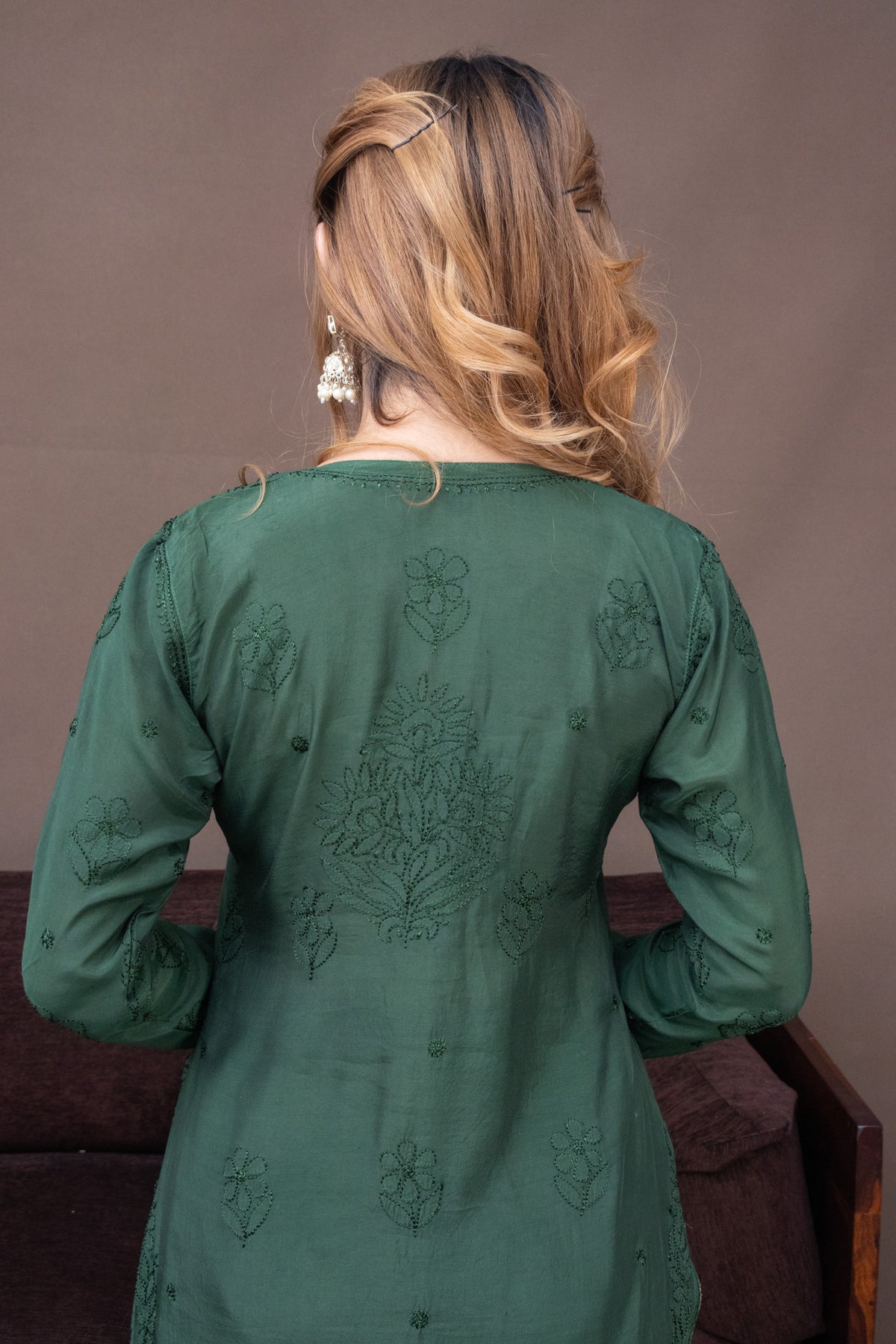 Green Festive Chikankari Muslin 3 Piece Set
