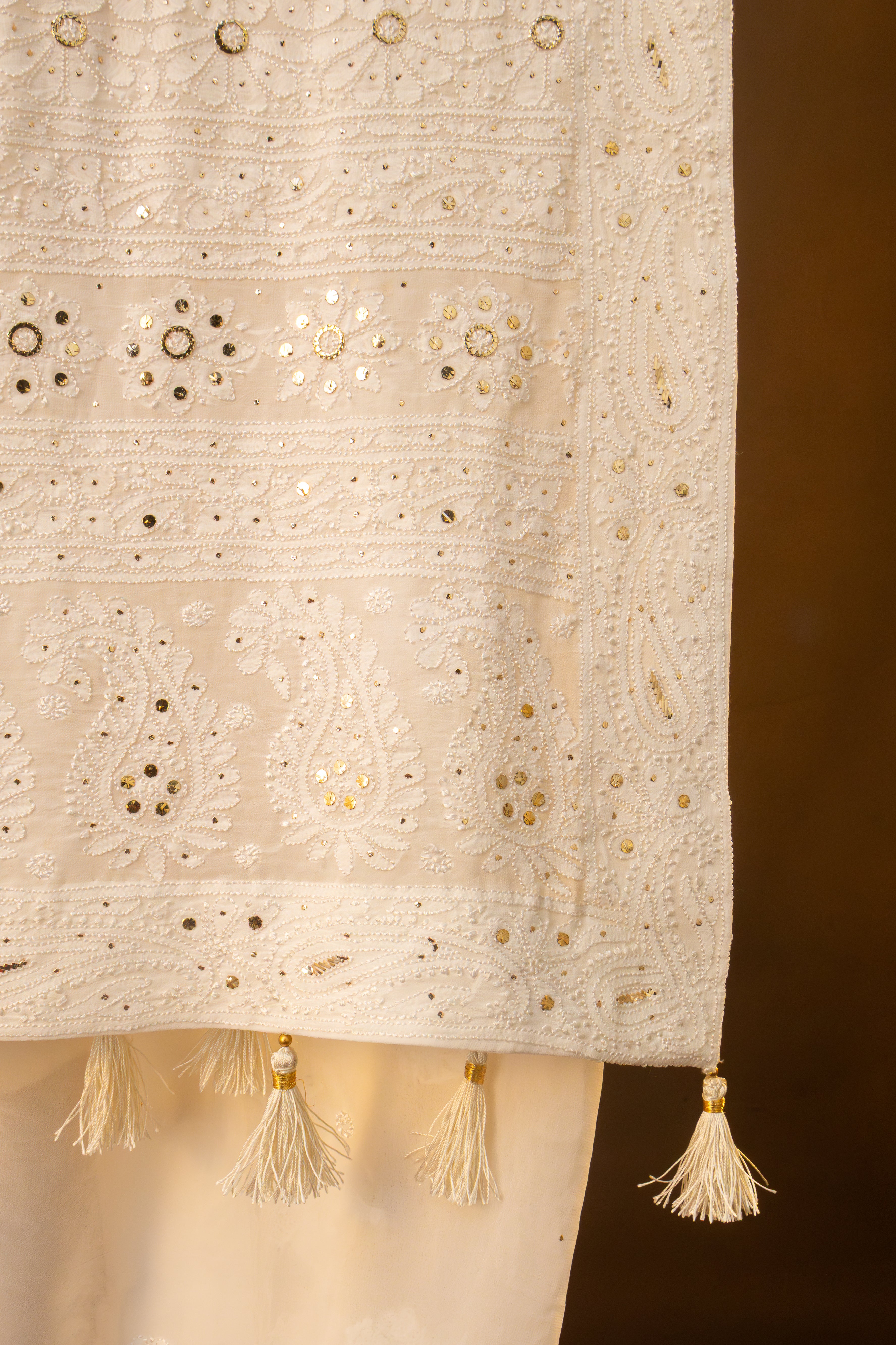 Premium Viscose Georgette Skirt Border Palla with Mukesh work