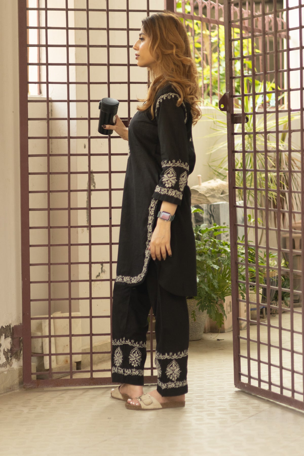 Black Everyday Chikankari Cotton Coord Set