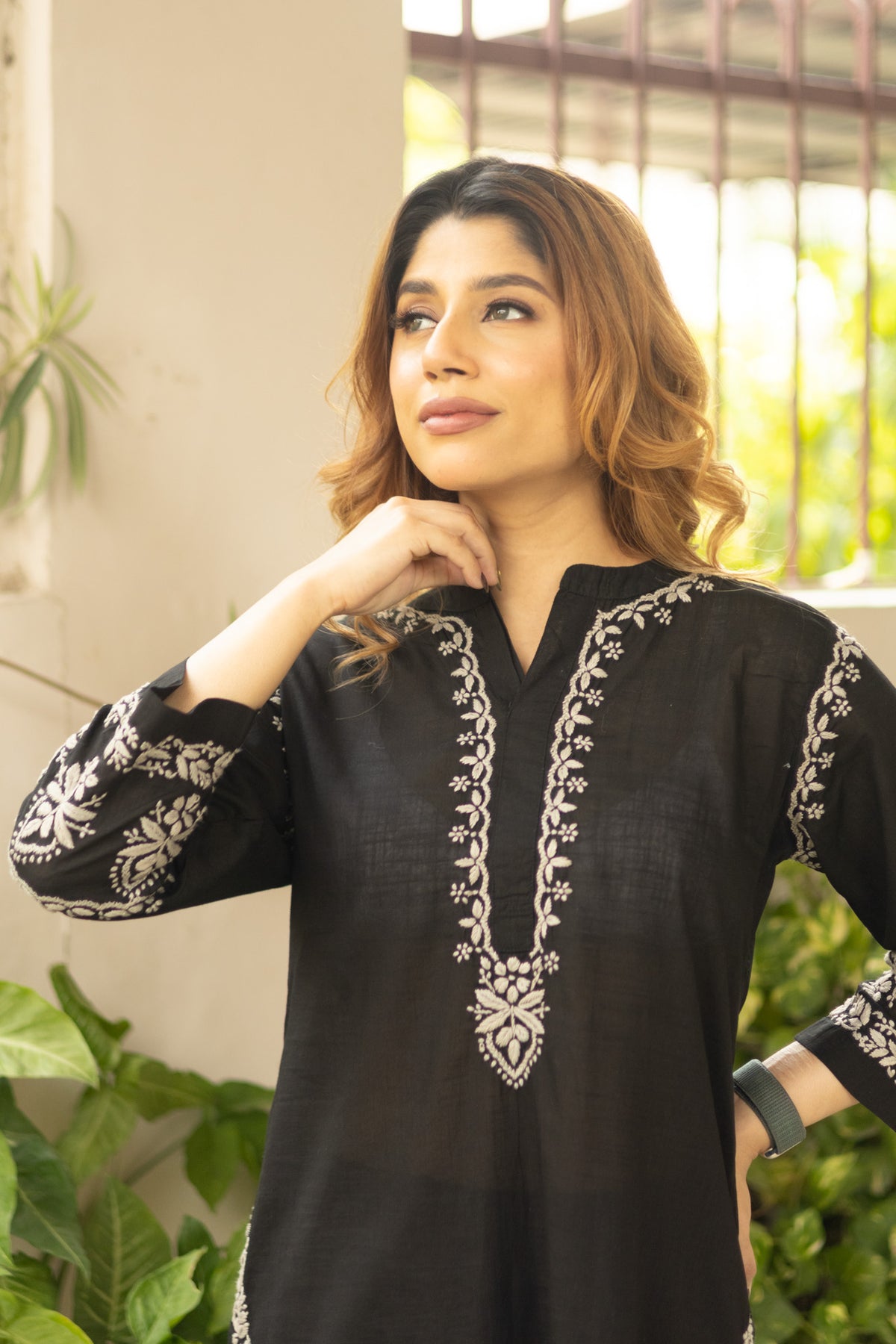 Black Everyday Chikankari Cotton Coord Set