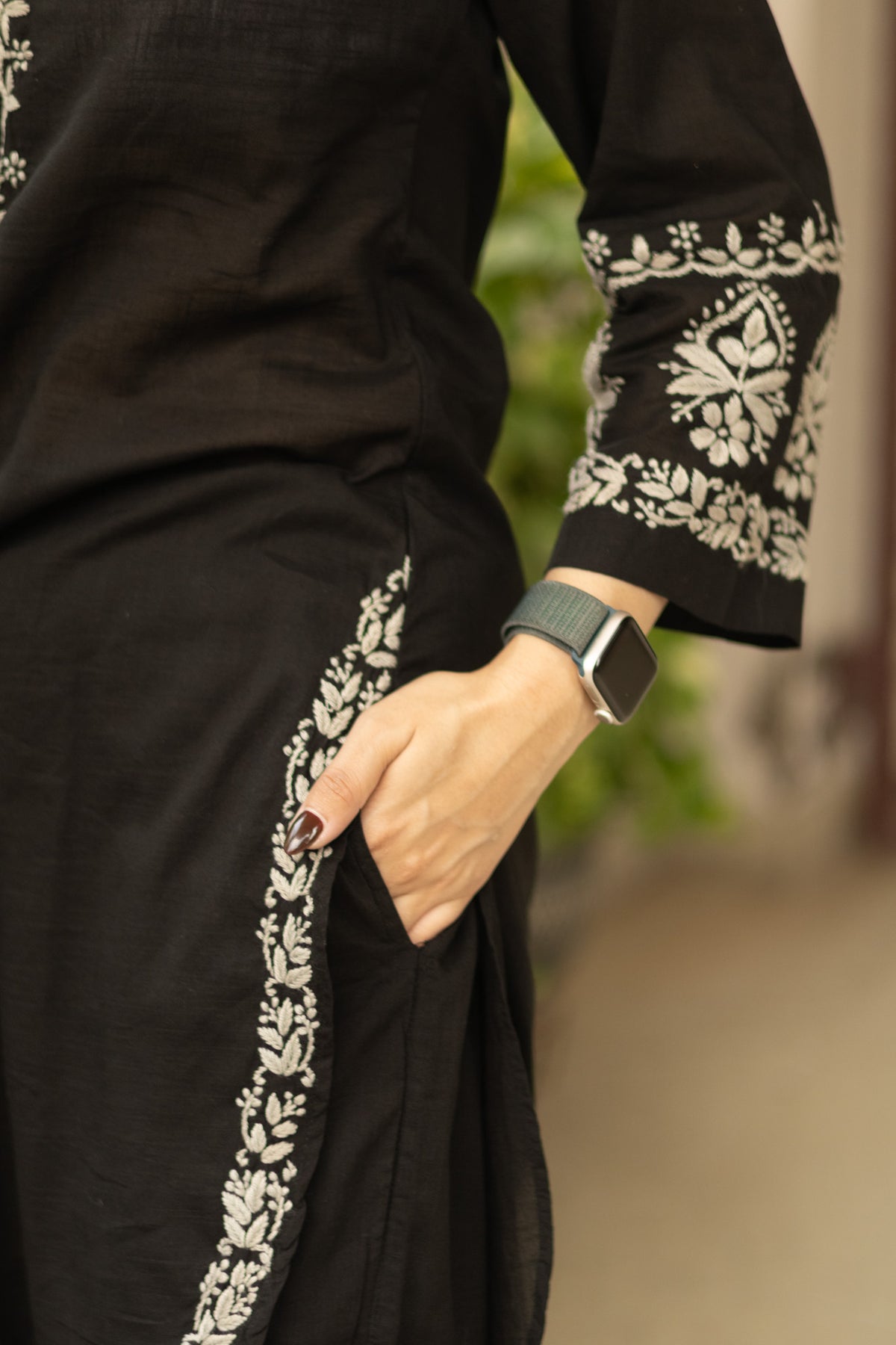 Black Everyday Chikankari Cotton Coord Set