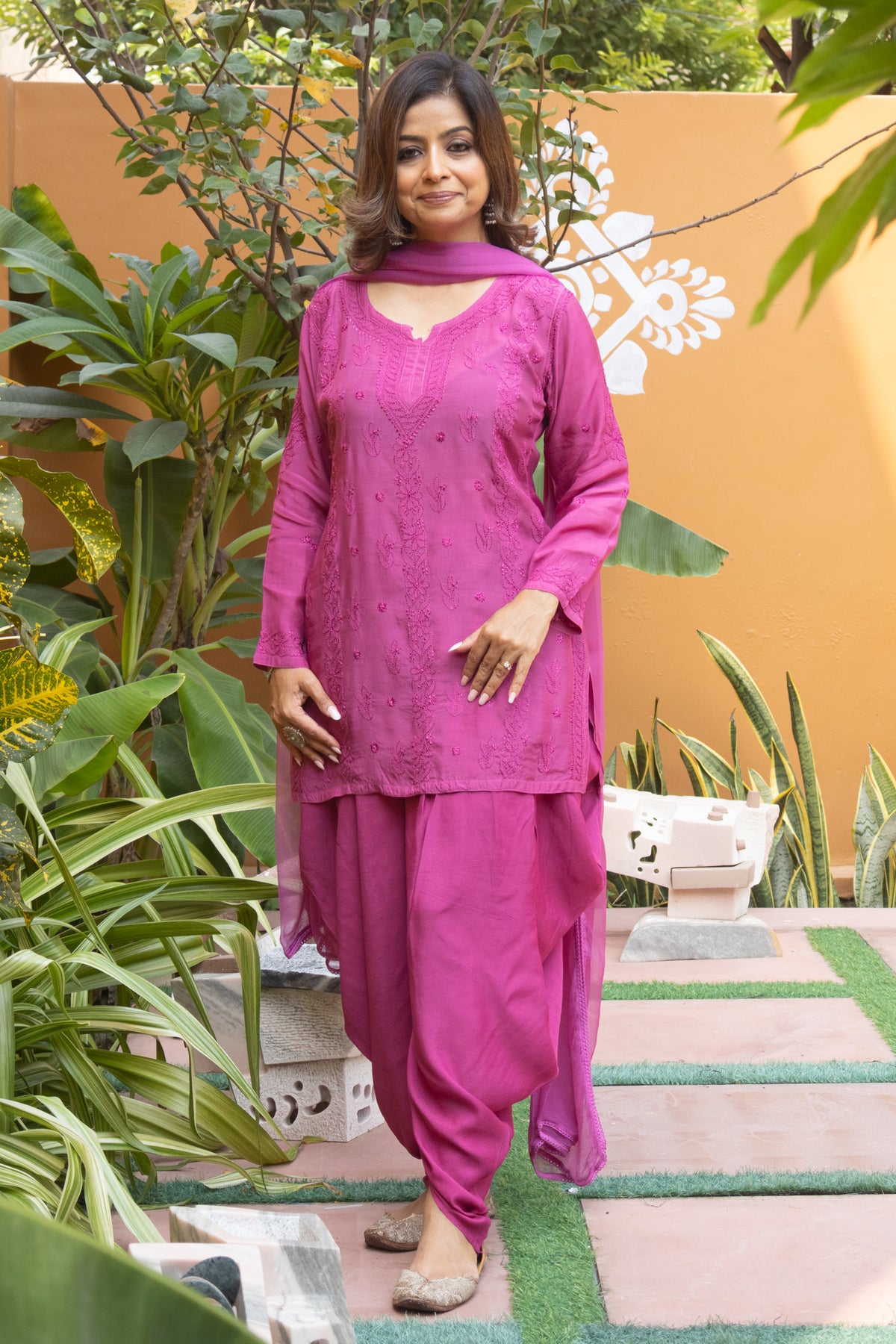 Pink Muslin Short Kurti