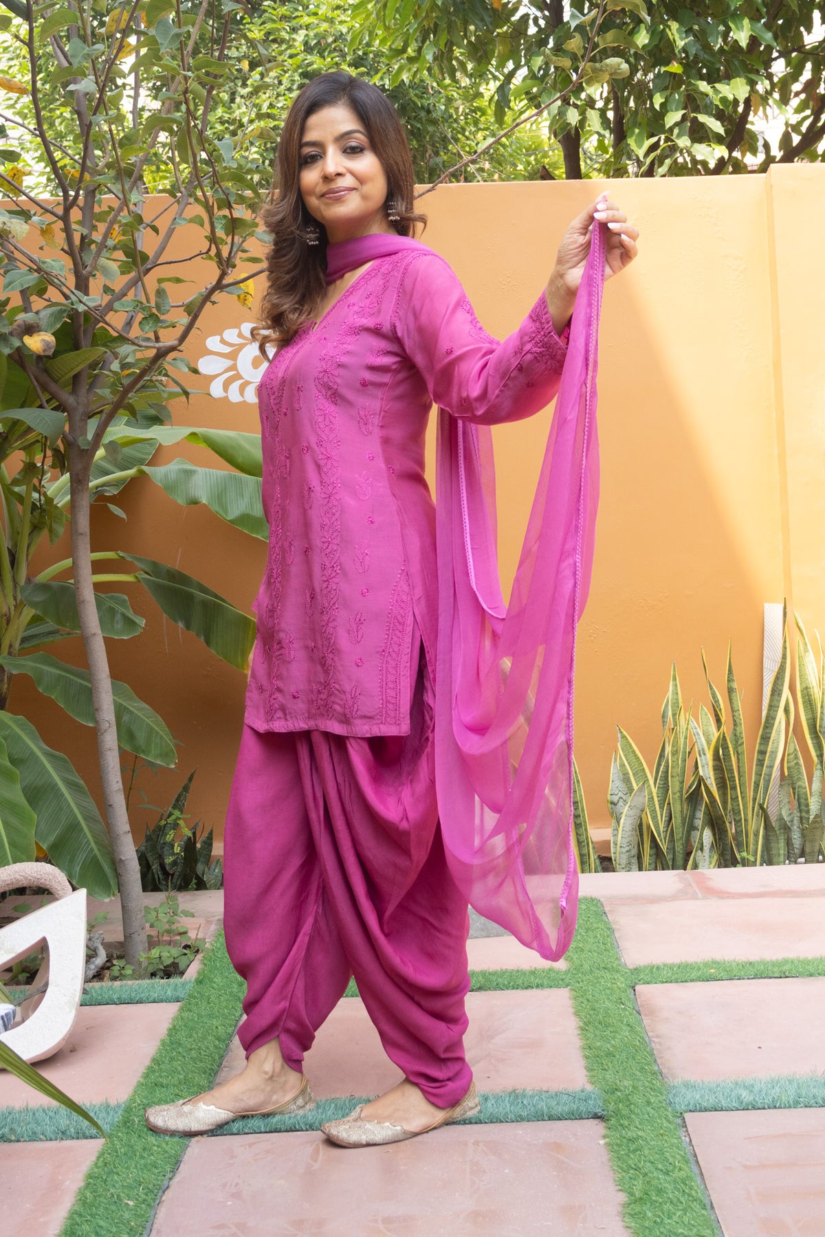 Pink Muslin Short Kurti