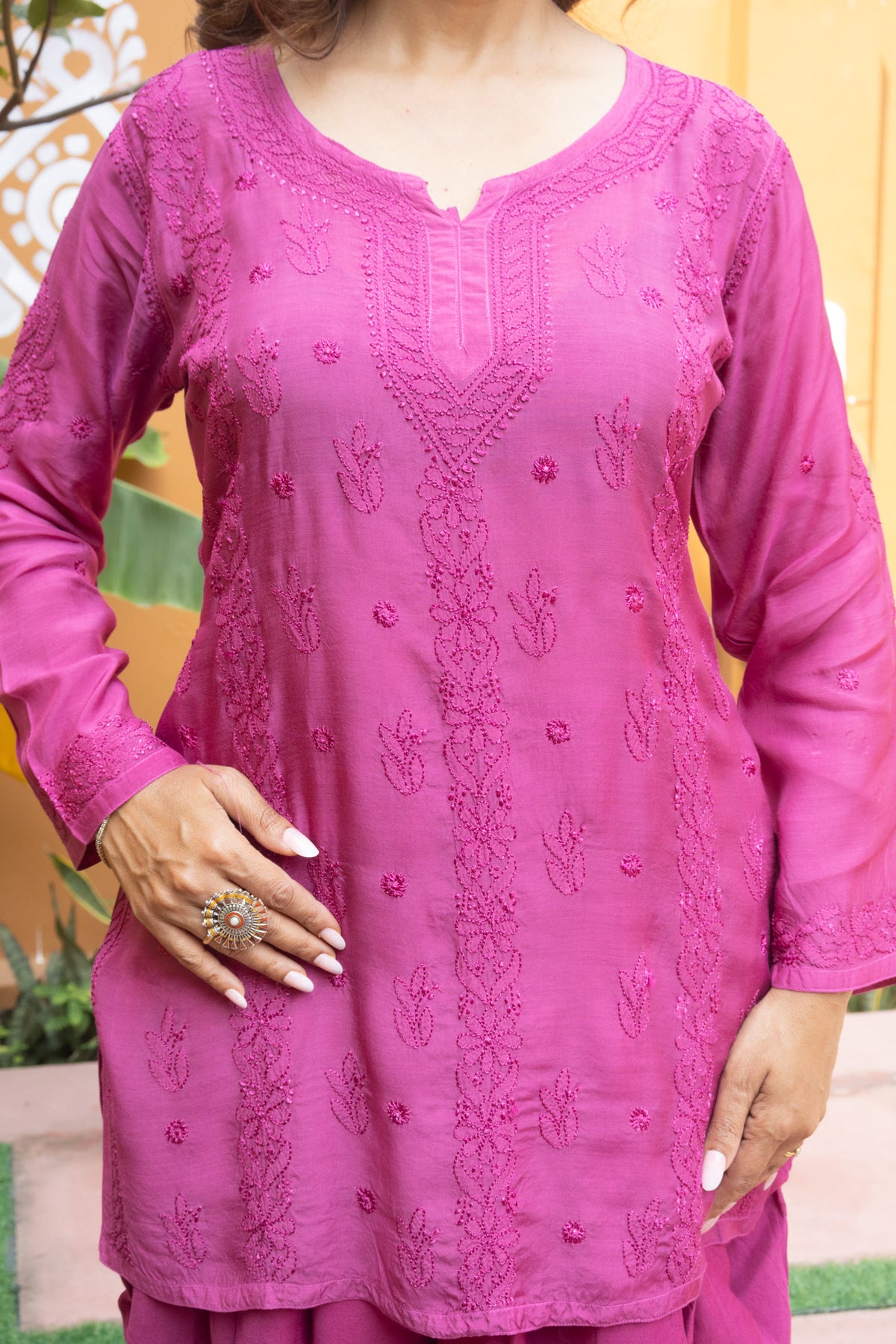 Pink Muslin Short Kurti