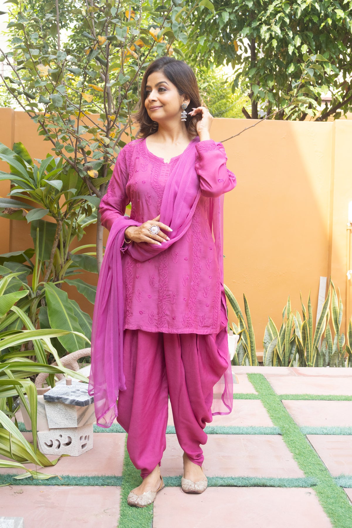 Pink Muslin Short Kurti