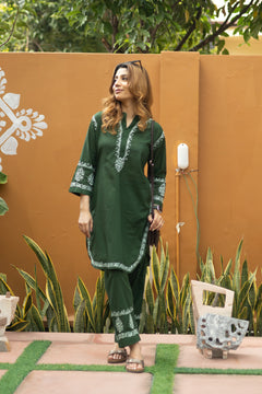 Green Everyday Chikankari Cotton Coord Set