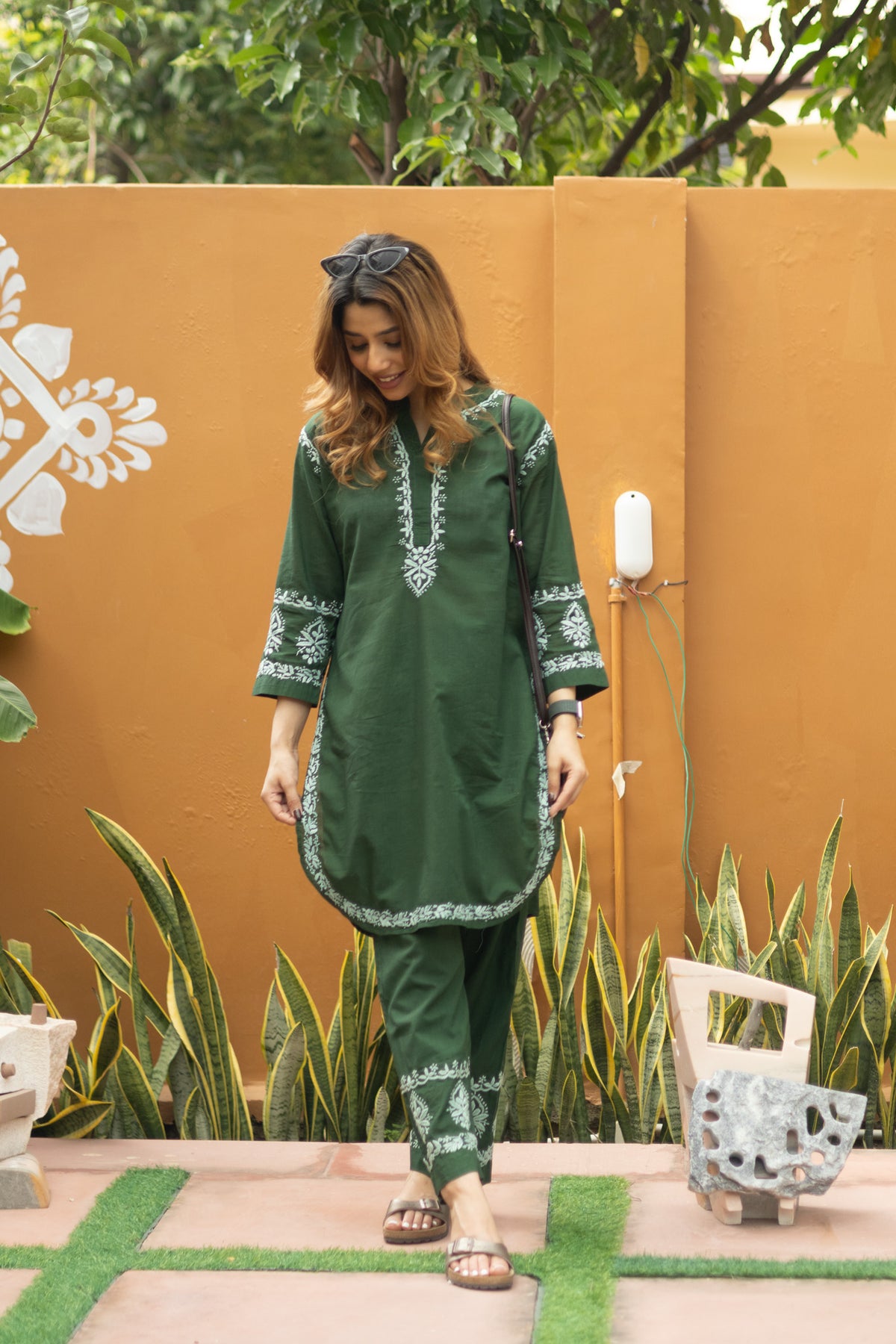Green Everyday Chikankari Cotton Coord Set