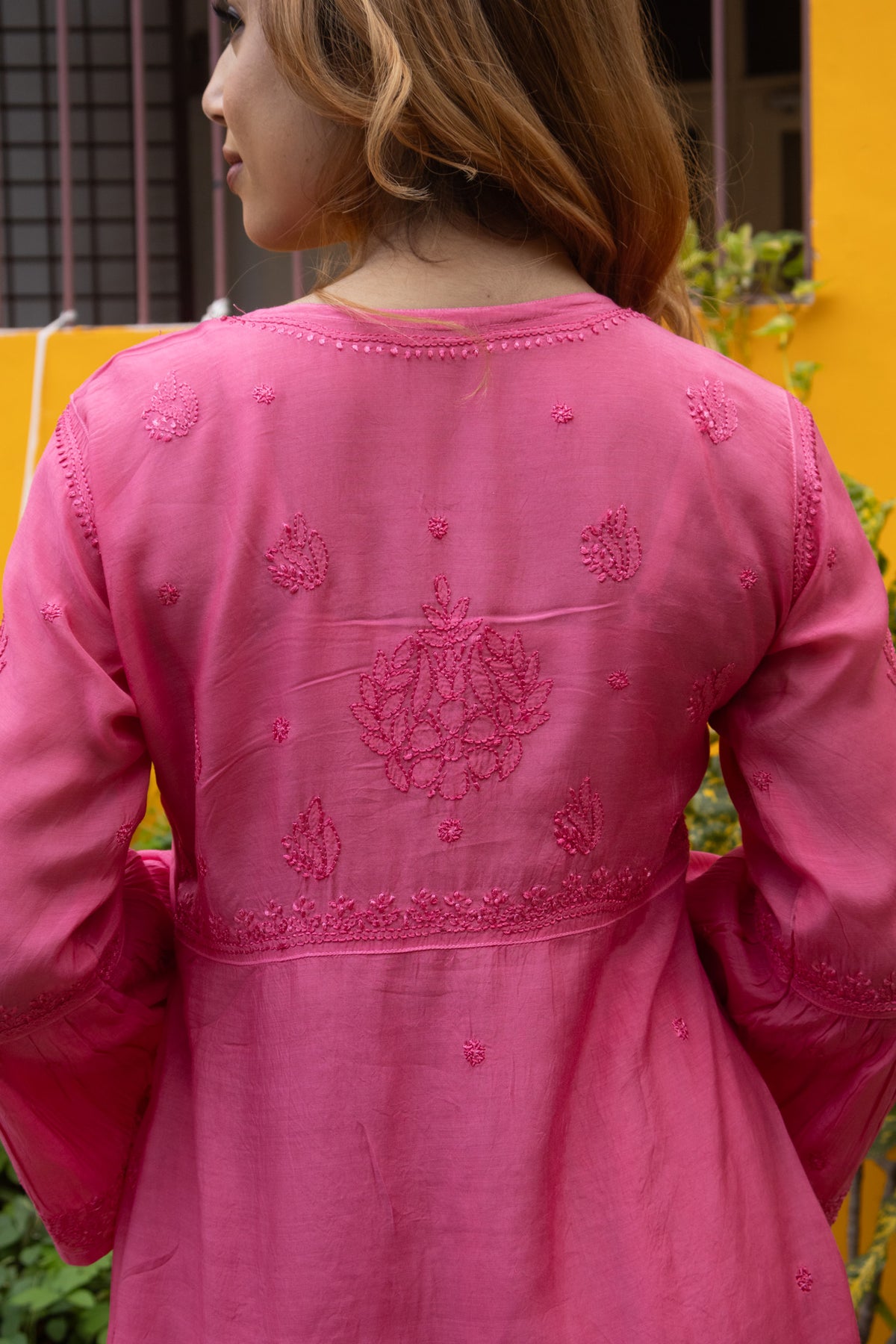 Pink Muslin Nyra Kurti Afghani 2 Piece Set
