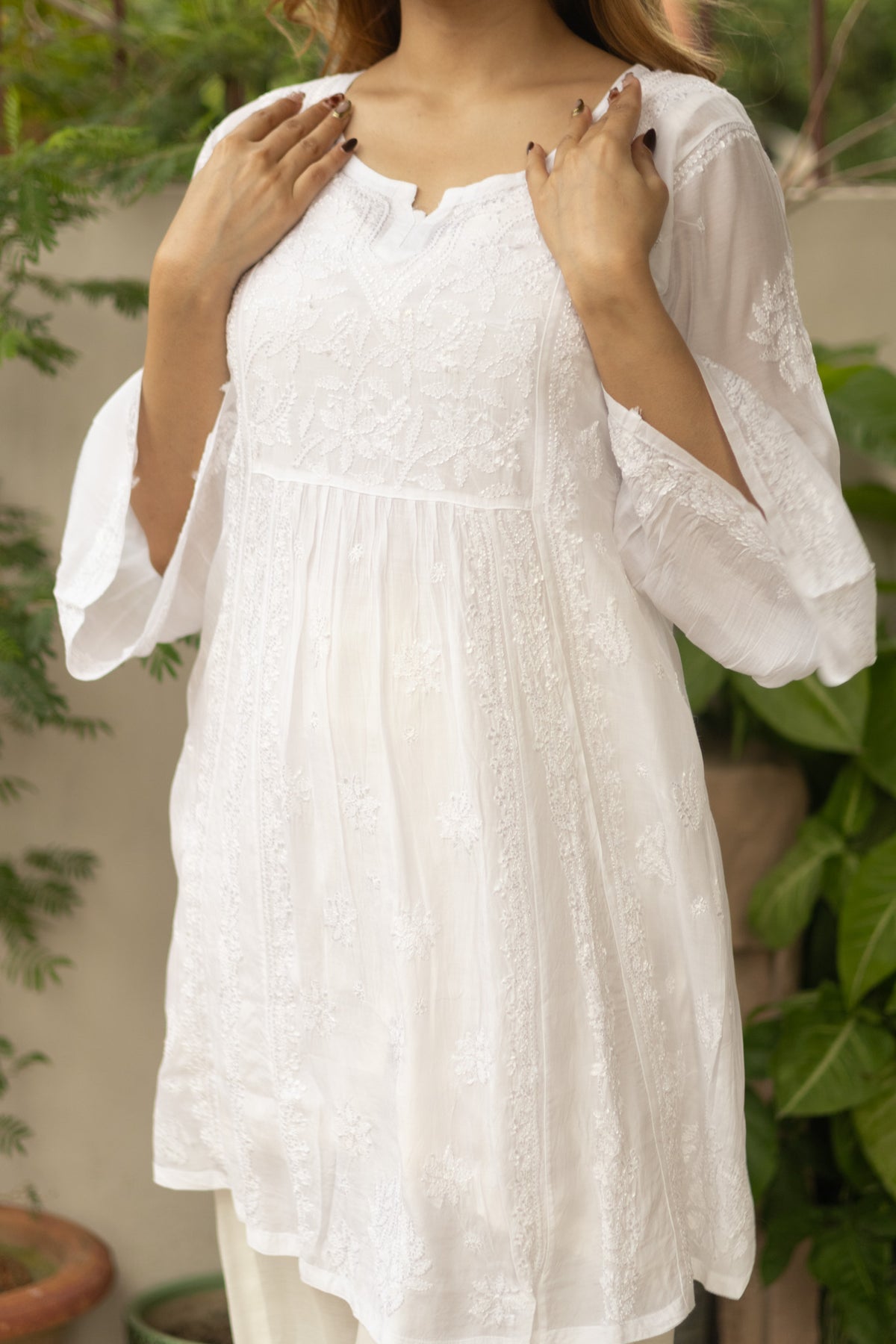 White Muslin Nyra Kurti