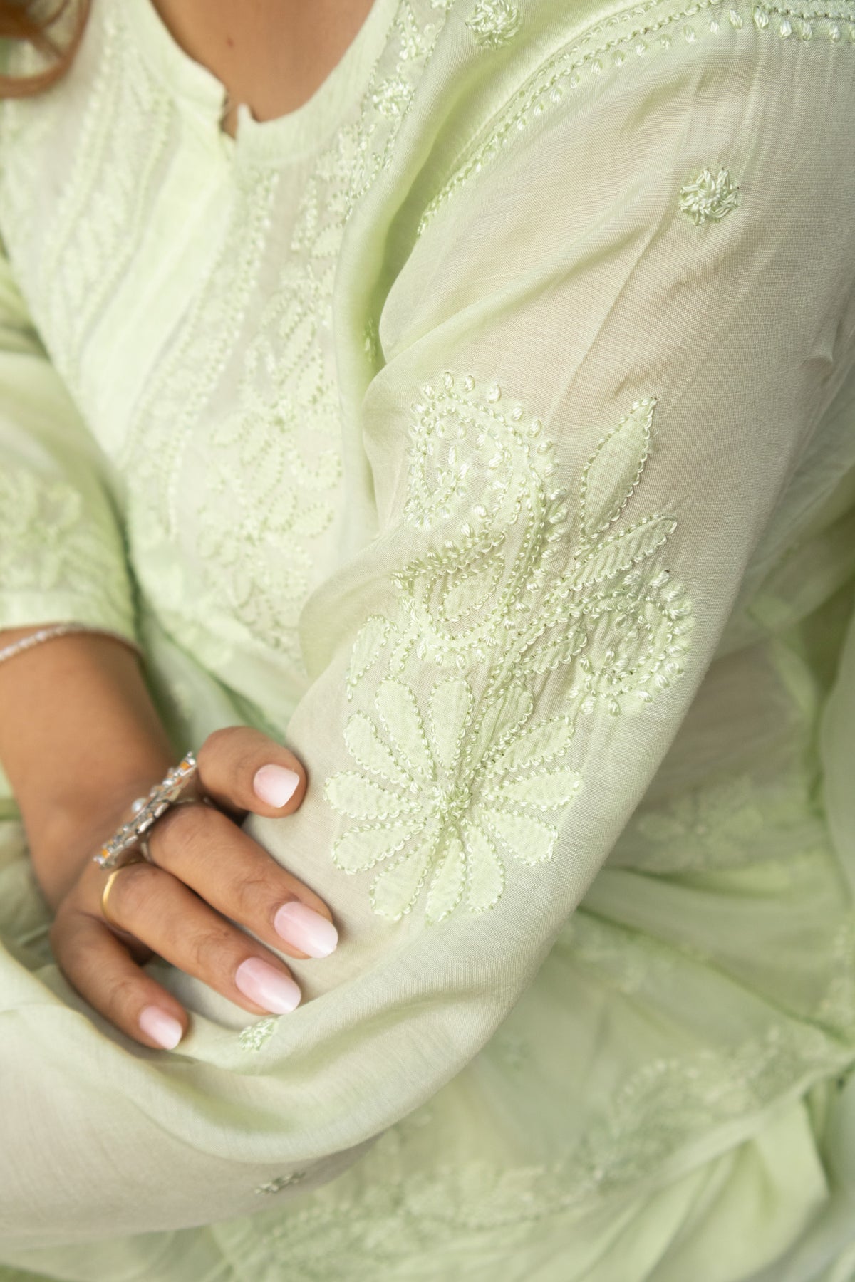 Green Muslin Short Kurti