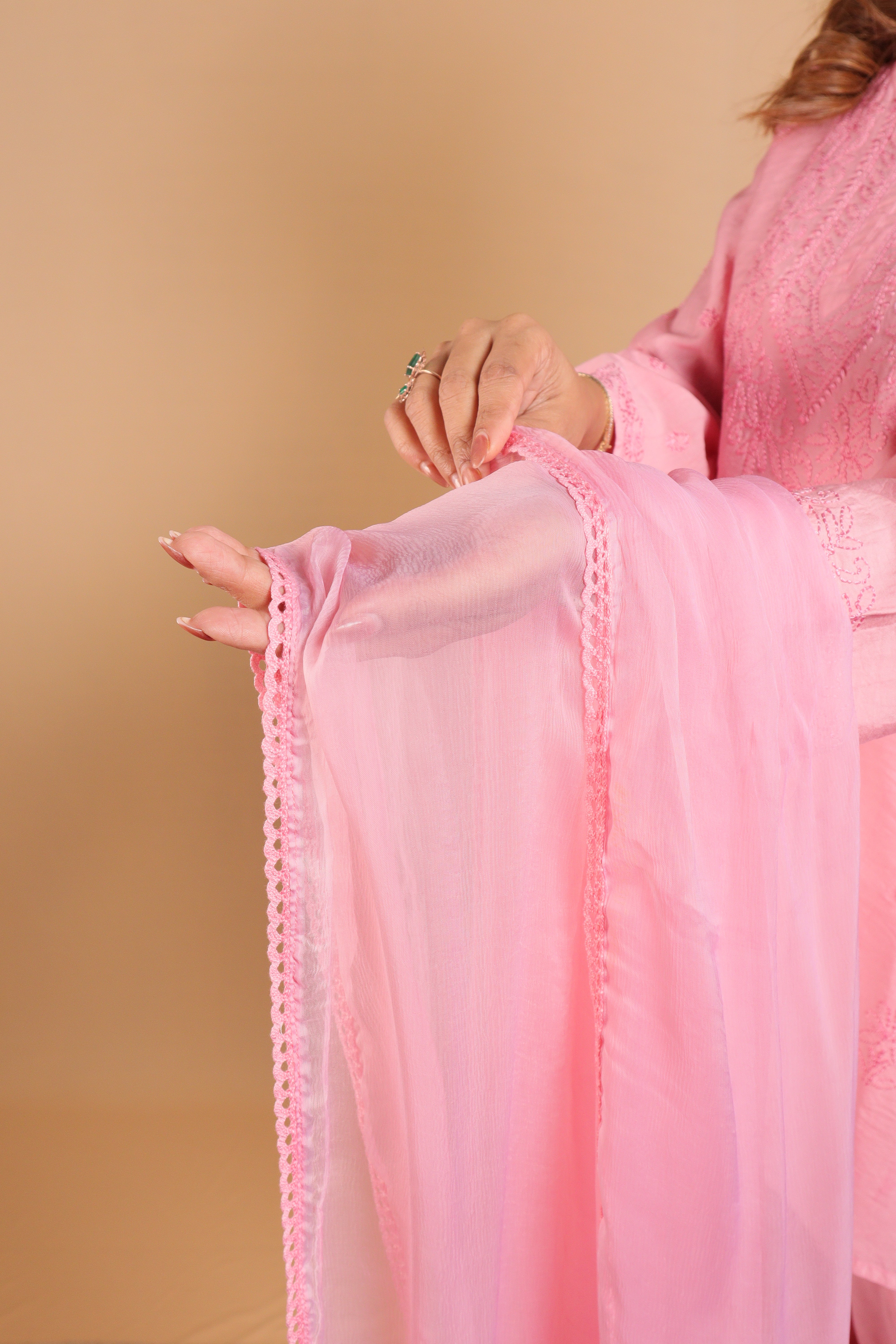 Peach Chiffon Dupatta - 753