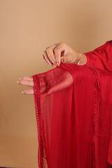 Red Chiffon Dupatta - 242D