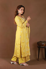 Urviya Chikankari Tissue Golden Cutdaana Pearl Work Galla Boota Daraj Suit